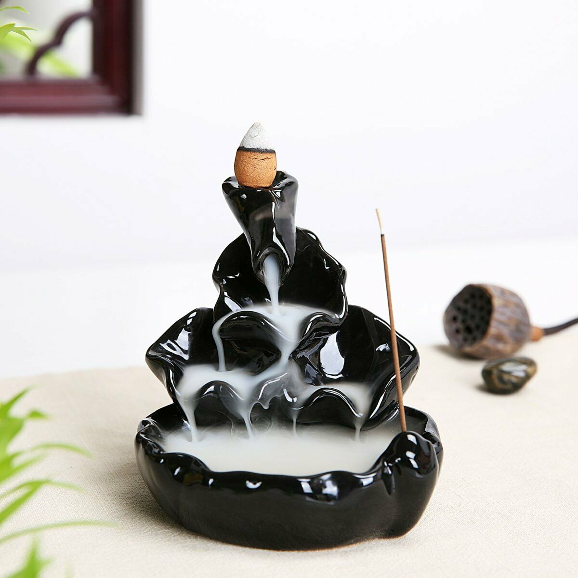 10 x Pixnor Ceramic Glaze Incense Smoke Cone Burner Backflow Censer Tower Holder