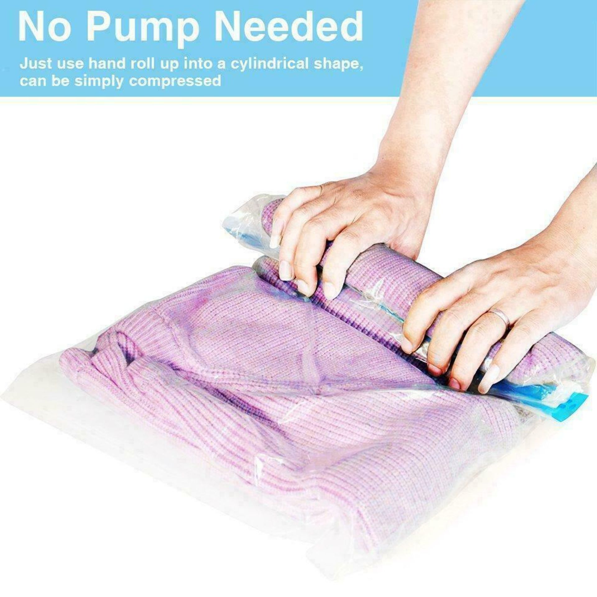 5 X NONZERS 12 Pcs Travel Vacuum Bags, Roll-up Space Saver Airtight Reusable Bags - Image 2 of 4