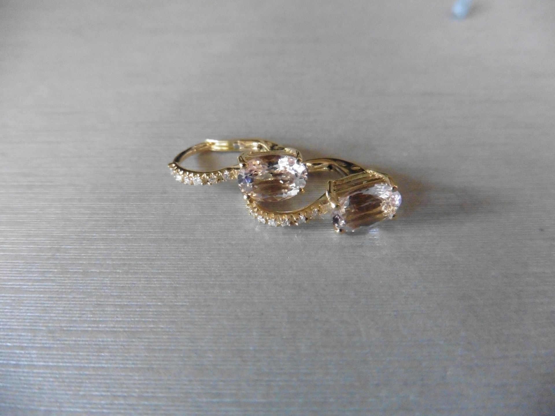 1.60Ct Morganite And Diamond Hoop Style Earrings. - Image 2 of 3