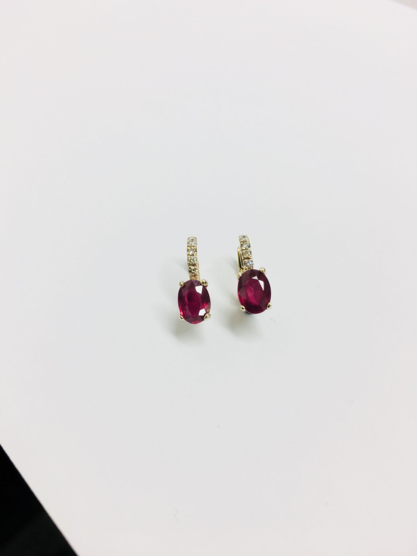 1.60Ct Ruby And Diamond Hoop Style Earrings.