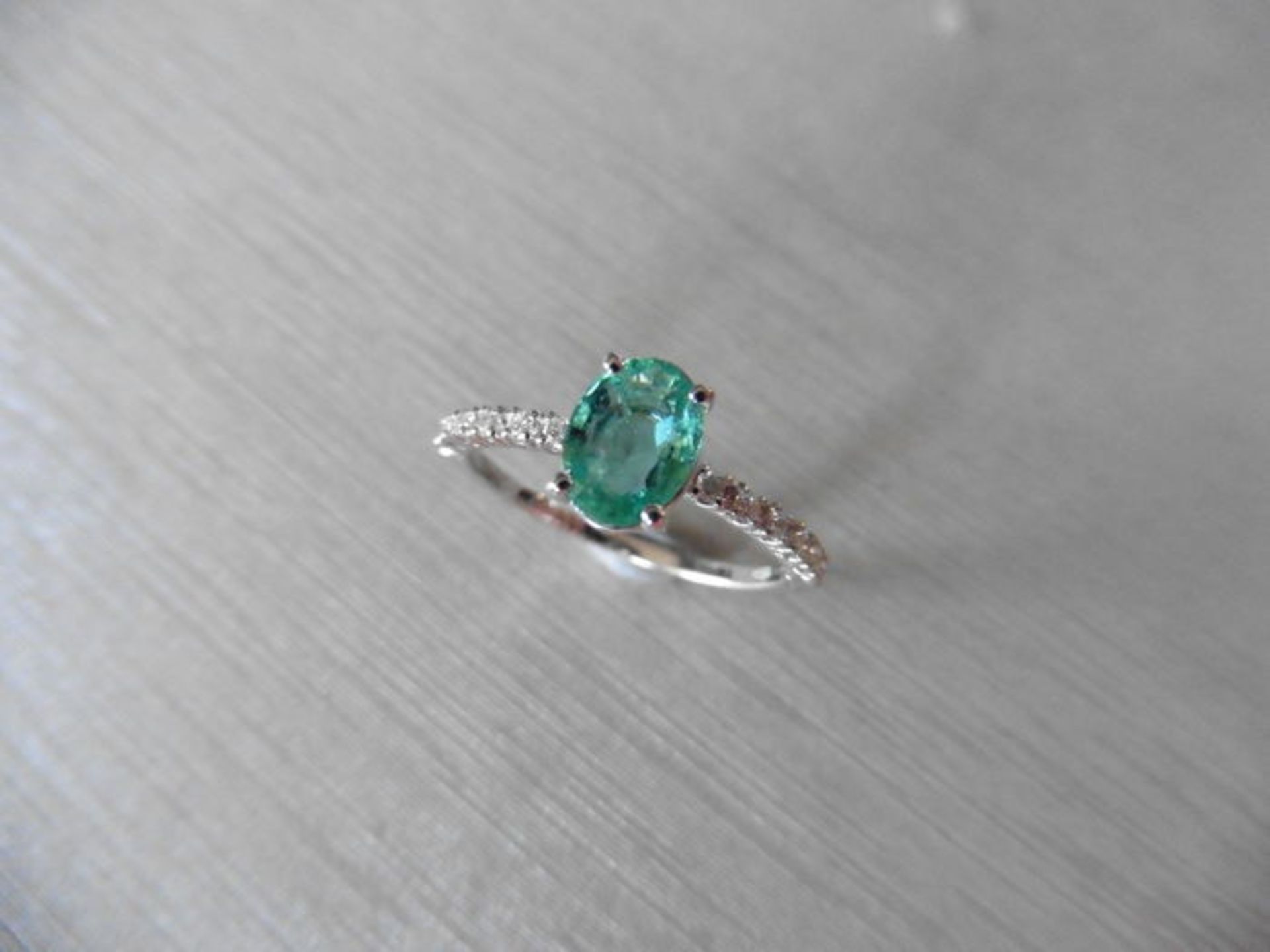 0.80Ct / 0.12Ct Emerald And Diamond Dress Ring. - Image 3 of 3