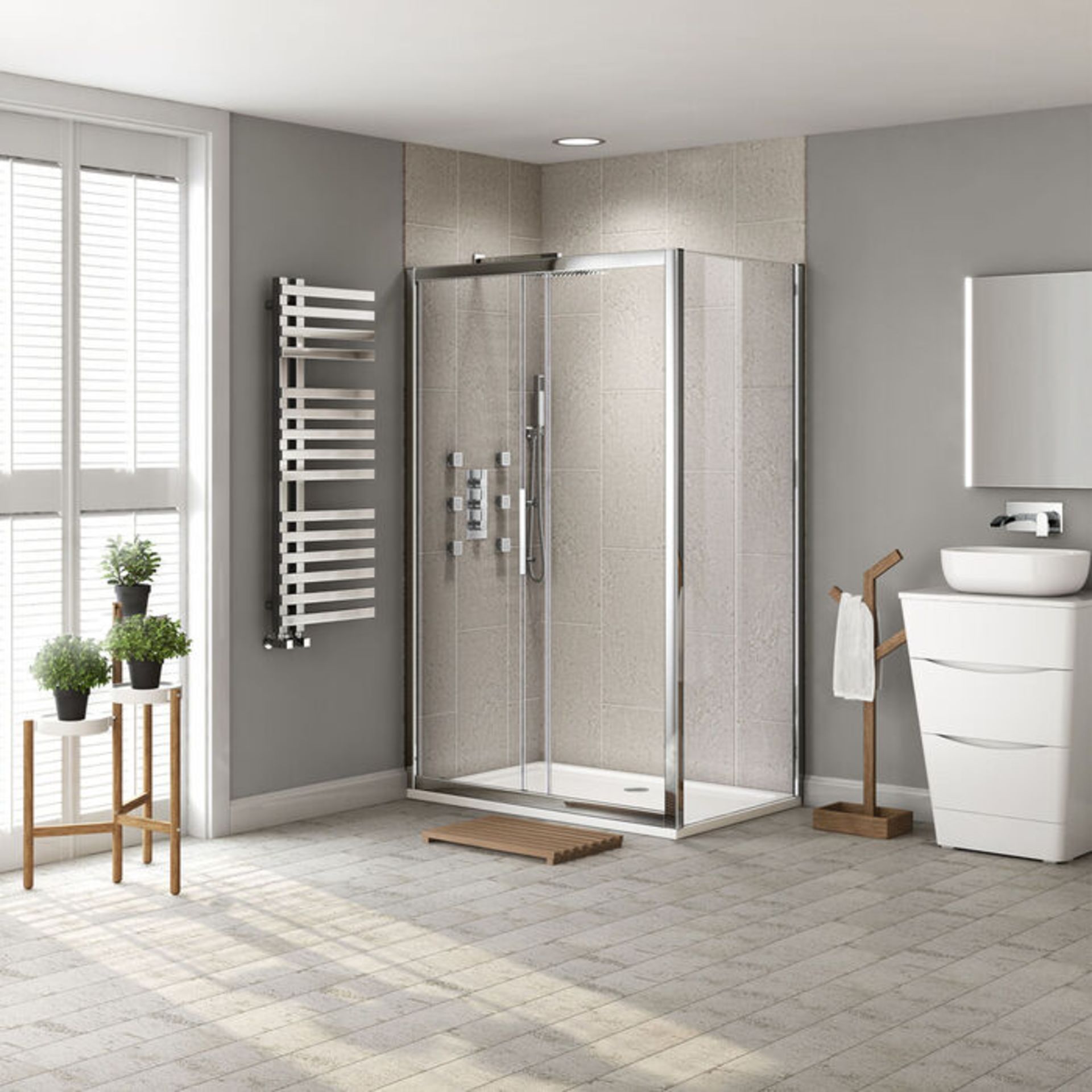 (CP40) 1100x800mm - 8mm - Designer EasyClean Sliding Door Shower Enclosure. RRP £499.99. 8mm E... - Image 3 of 4