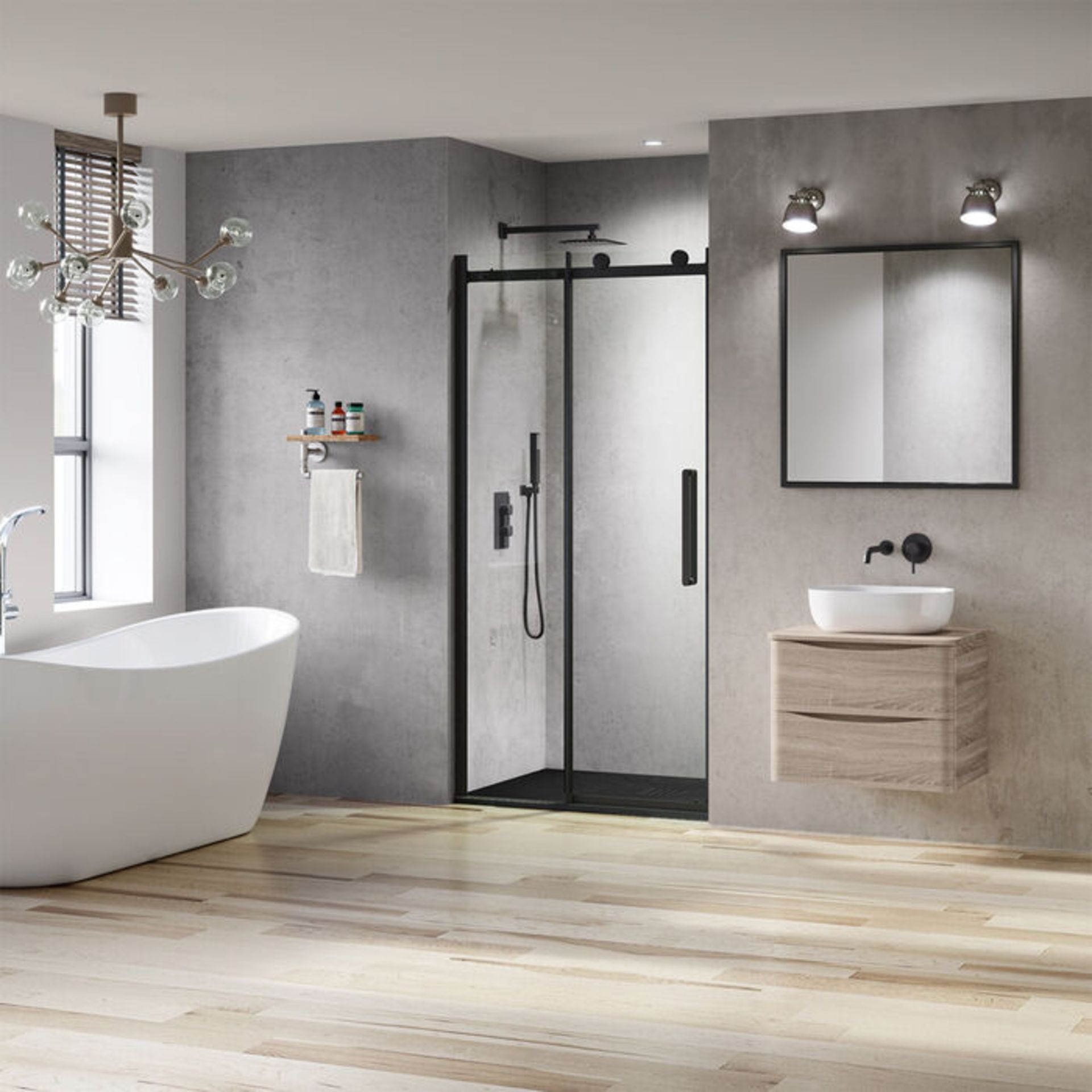 (CP41)1000mm Black Frameless Sliding Shower Door. RRP £499.99. 8mm EasyClean glass - Our glass... - Image 3 of 4