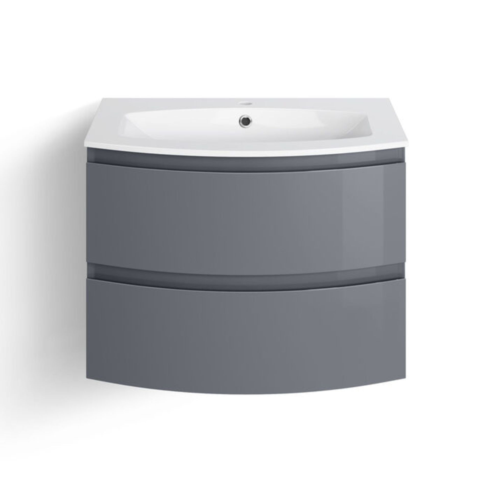 (CP6) 700mm Amelie Gloss Grey Curved Vanity Unit - Wall Hung. RRP £549.99. Comes complete with... - Image 5 of 5