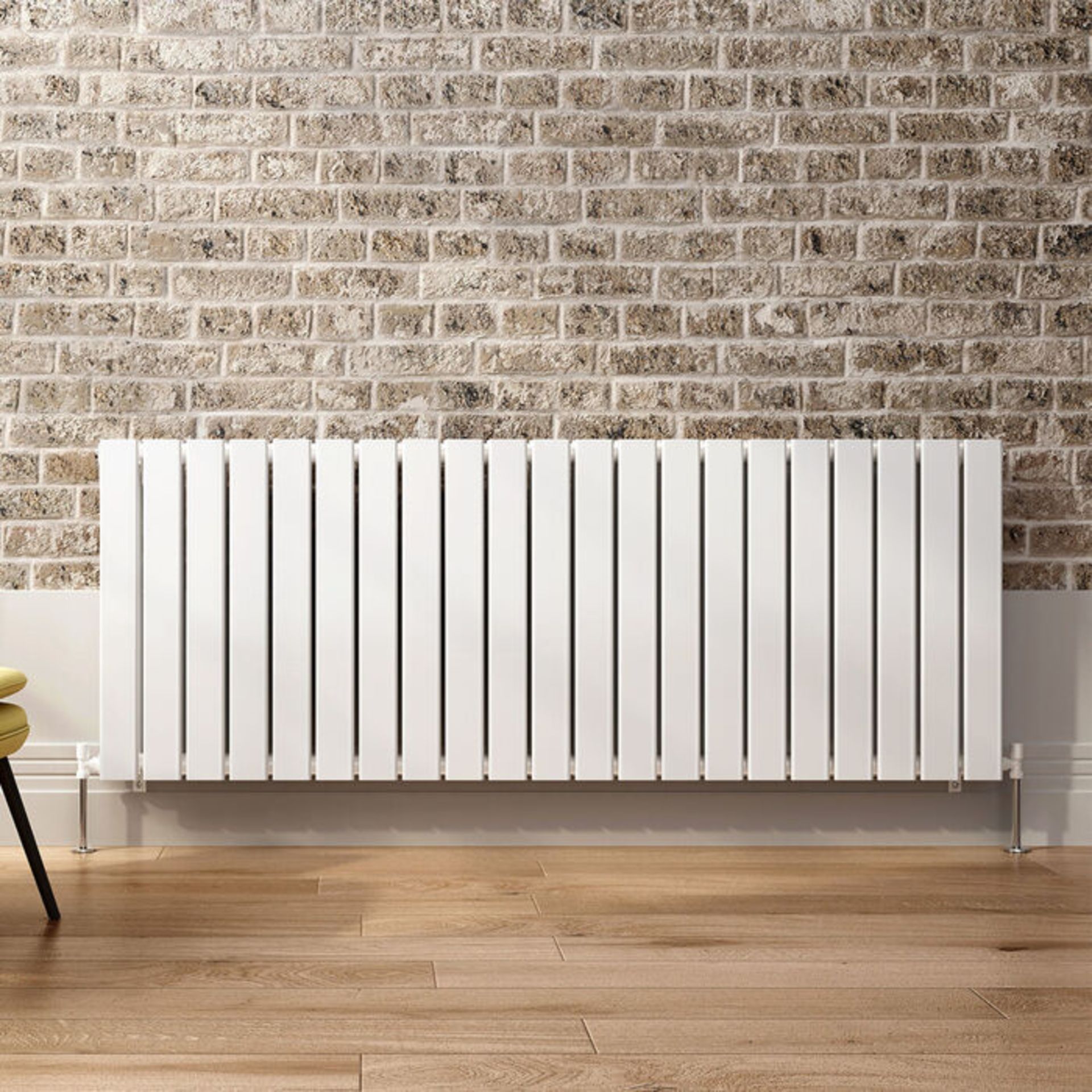 (CP8) 600x1596mm Gloss White Double Flat Panel Horizontal Radiator. RRP £697.99. Engineered un... - Image 3 of 4