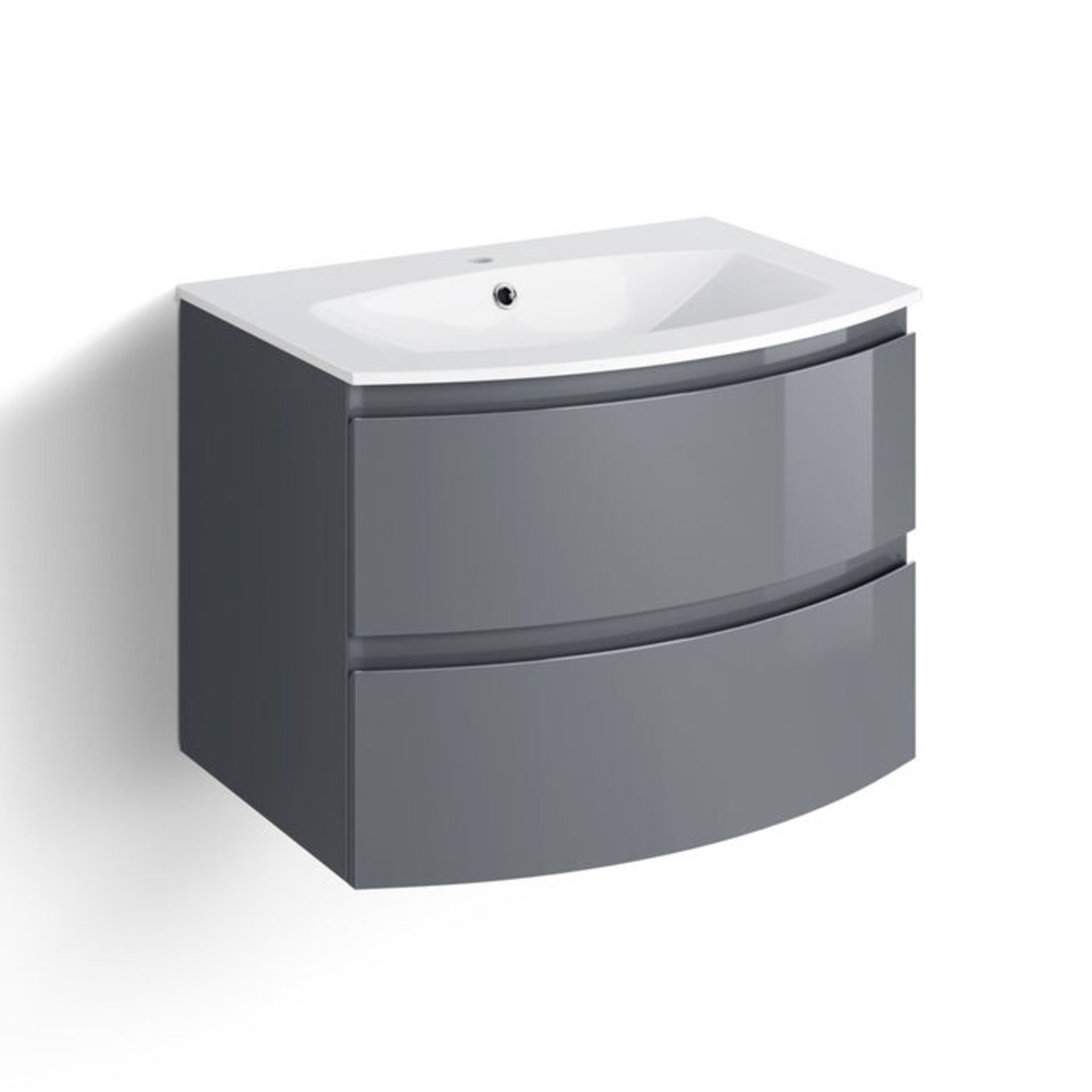 (CP6) 700mm Amelie Gloss Grey Curved Vanity Unit - Wall Hung. RRP £549.99. Comes complete with... - Image 4 of 5