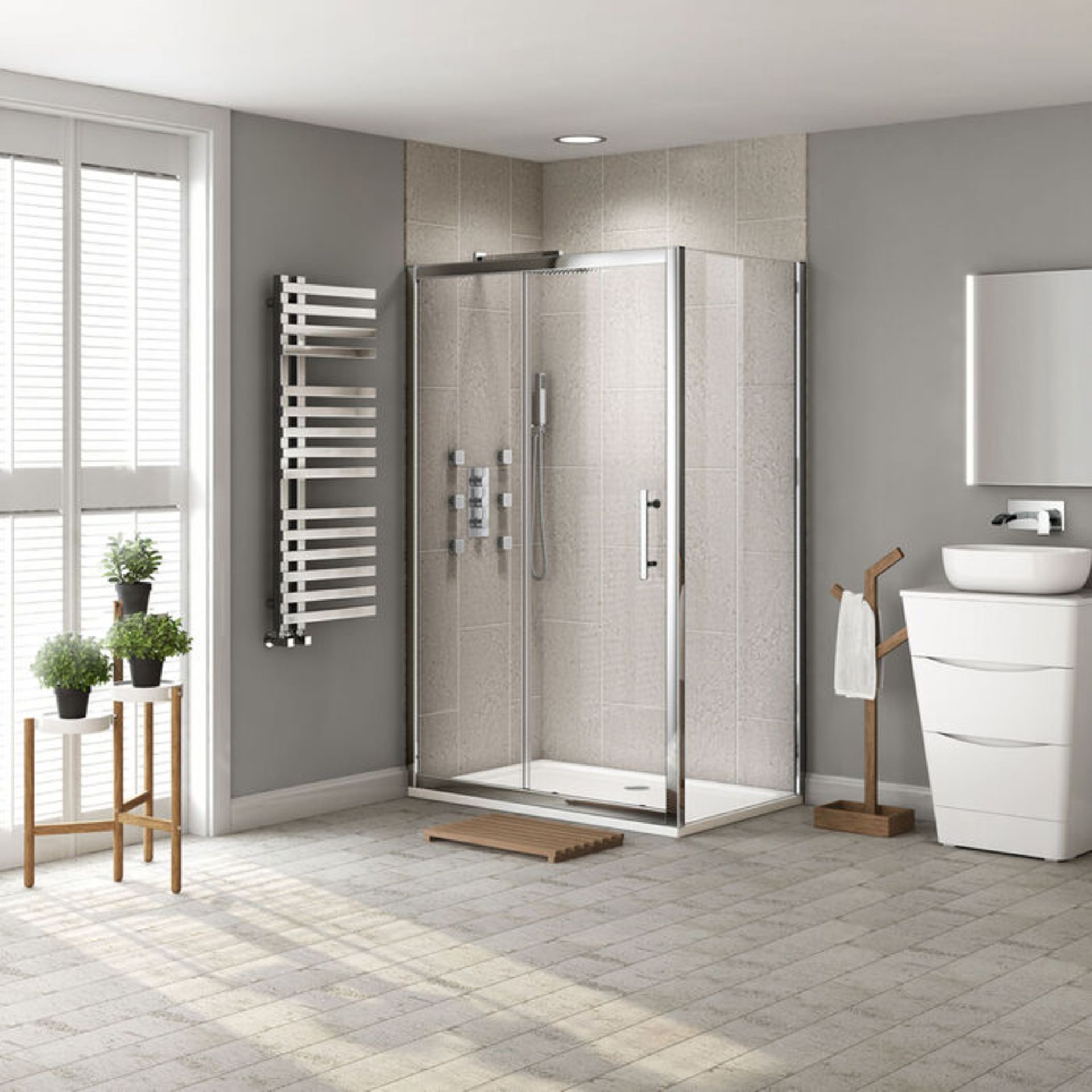 (CP40) 1100x800mm - 8mm - Designer EasyClean Sliding Door Shower Enclosure. RRP £499.99. 8mm E... - Image 4 of 4