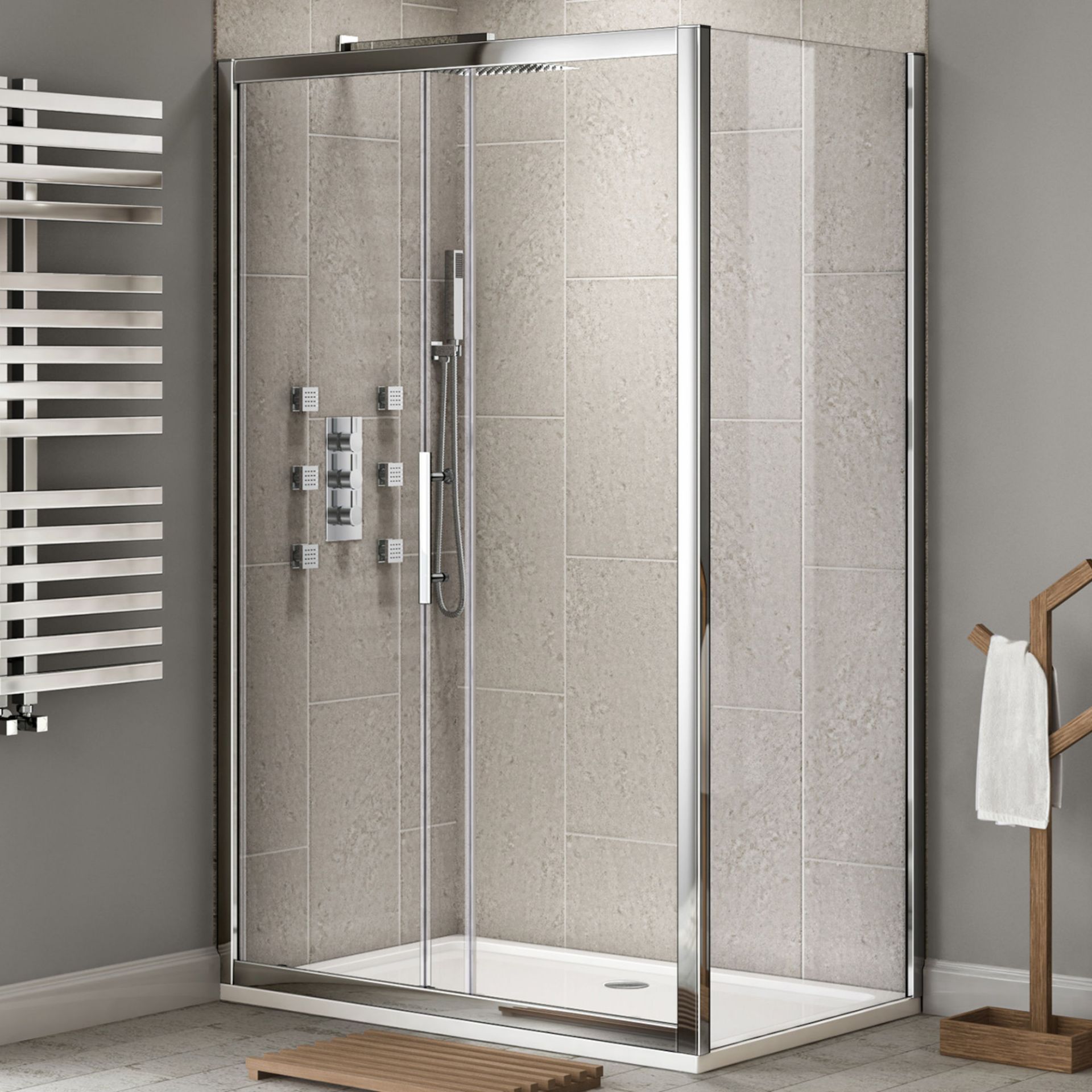 (CP40) 1100x800mm - 8mm - Designer EasyClean Sliding Door Shower Enclosure. RRP £499.99. 8mm E...