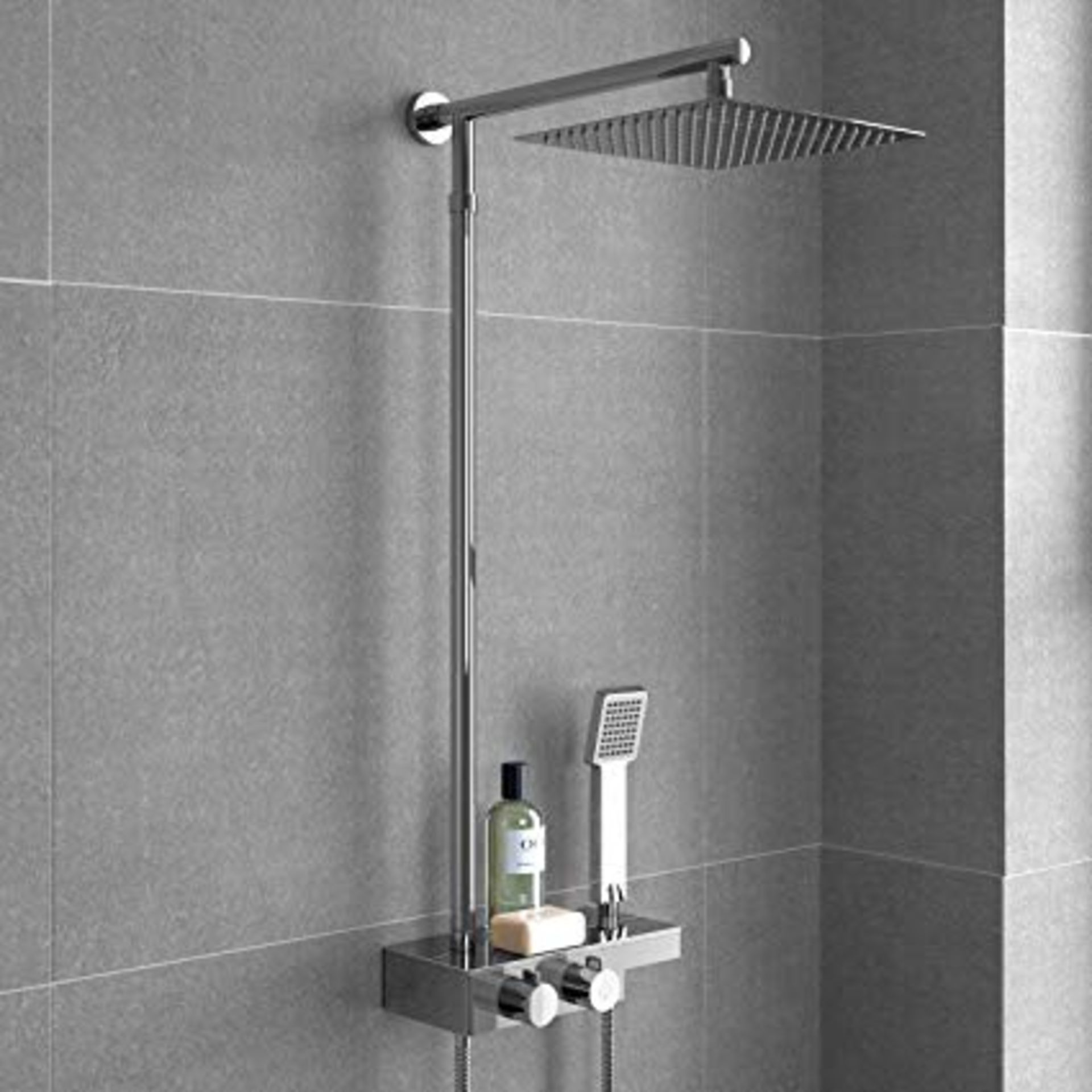(CP140) Square Exposed Thermostatic Mixer Shower Kit With Handheld & Storage Shelf. Includes a... - Image 2 of 2