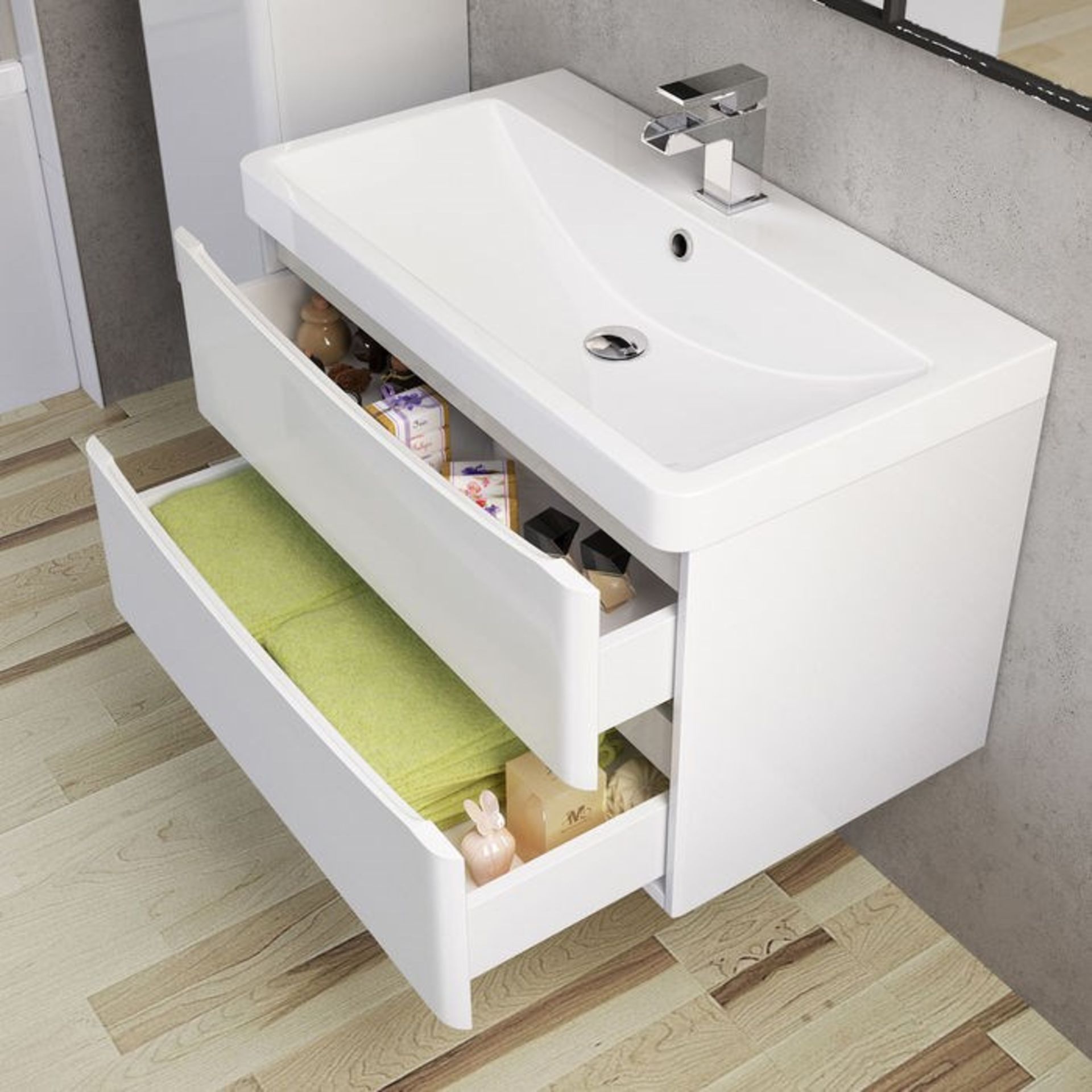 (CP11) 1000mm Austin II Gloss White Built In Basin Drawer Unit - Wall Hung. RRP £499.99. Comes... - Image 2 of 4