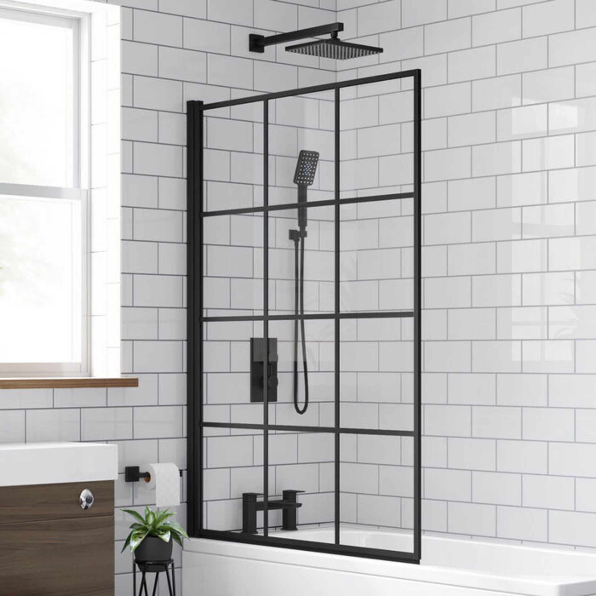 (CP13) 1000mm Shoji Crittall Style Black Bath Screen. RRP £399.99. 6mm EasyClean glass - Our ... - Image 2 of 4