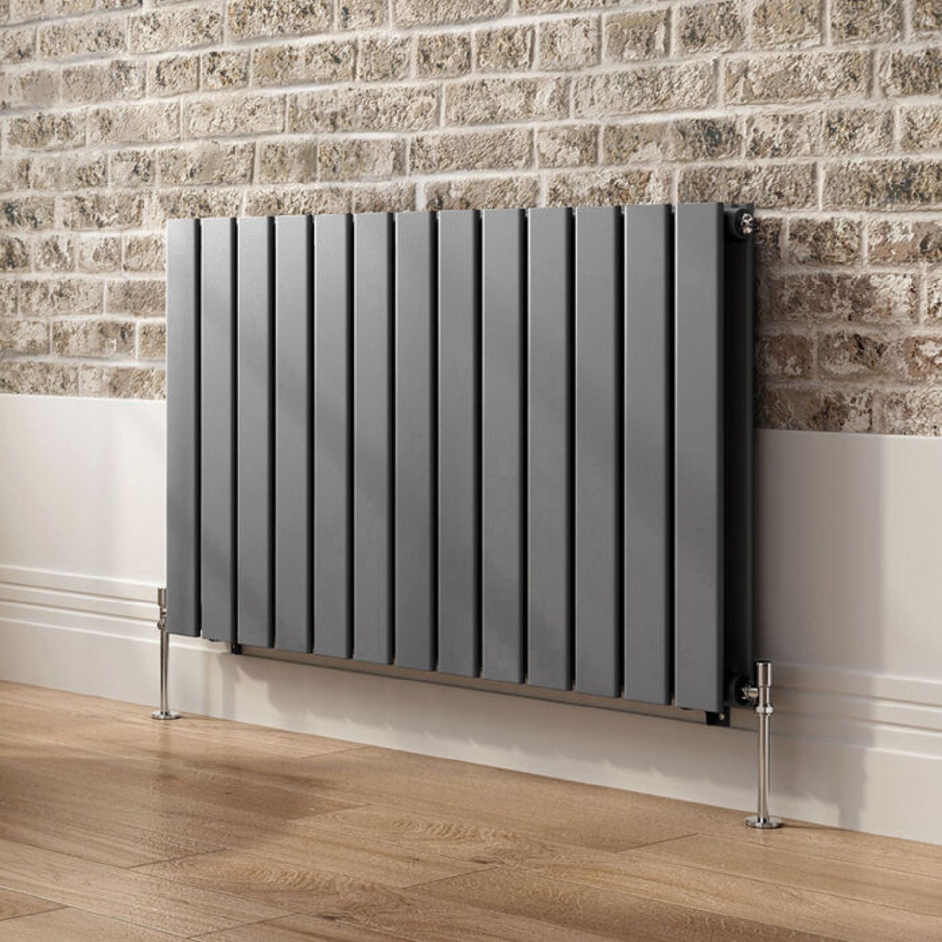 (CP4) 600x1380mm Anthracite Double Flat Panel Horizontal Radiator. RRP £649.99.Made with low c... - Image 4 of 6