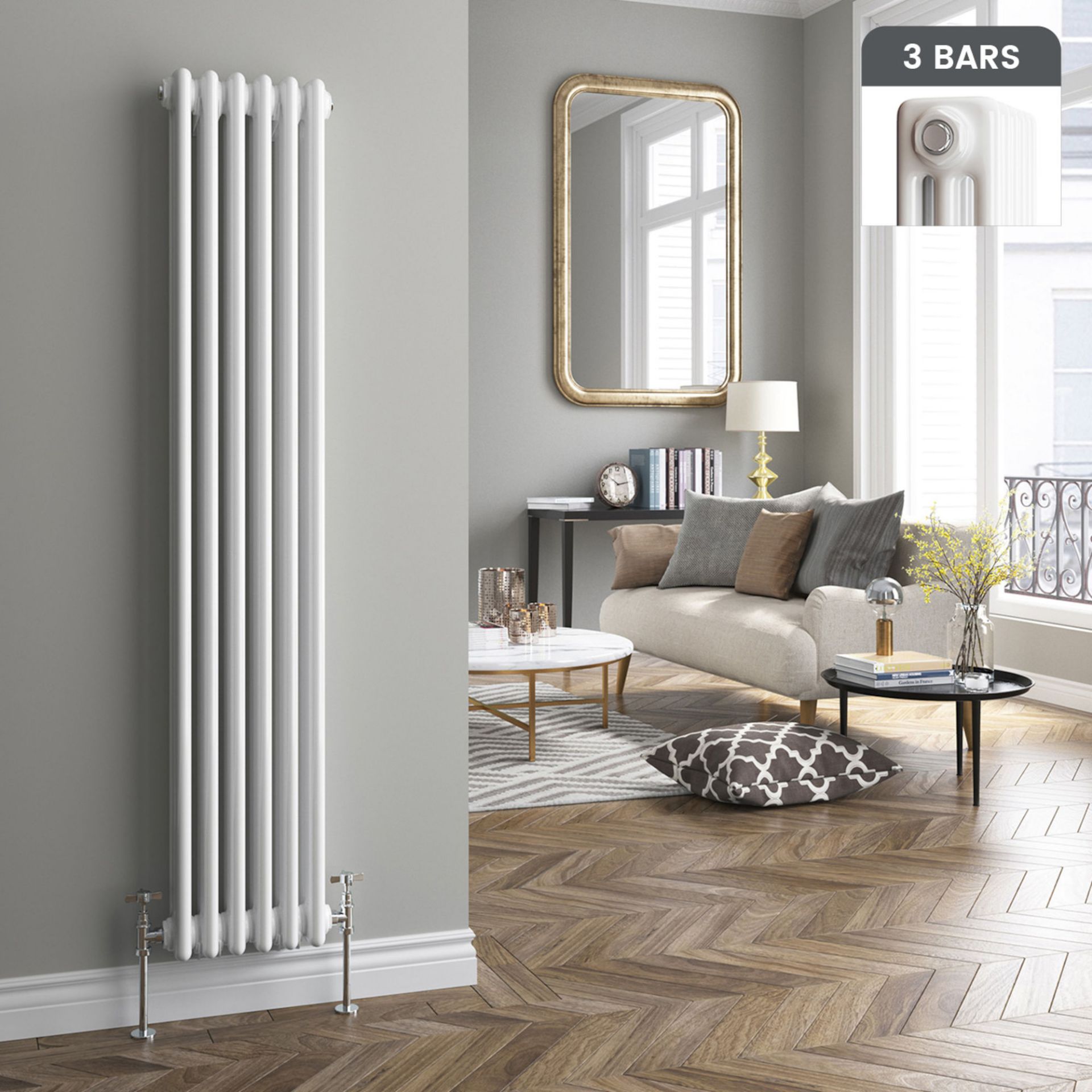 (G147) 1500x380mm White Triple Panel Vertical Colosseum Traditional Radiator. RRP £299.99. Mad...