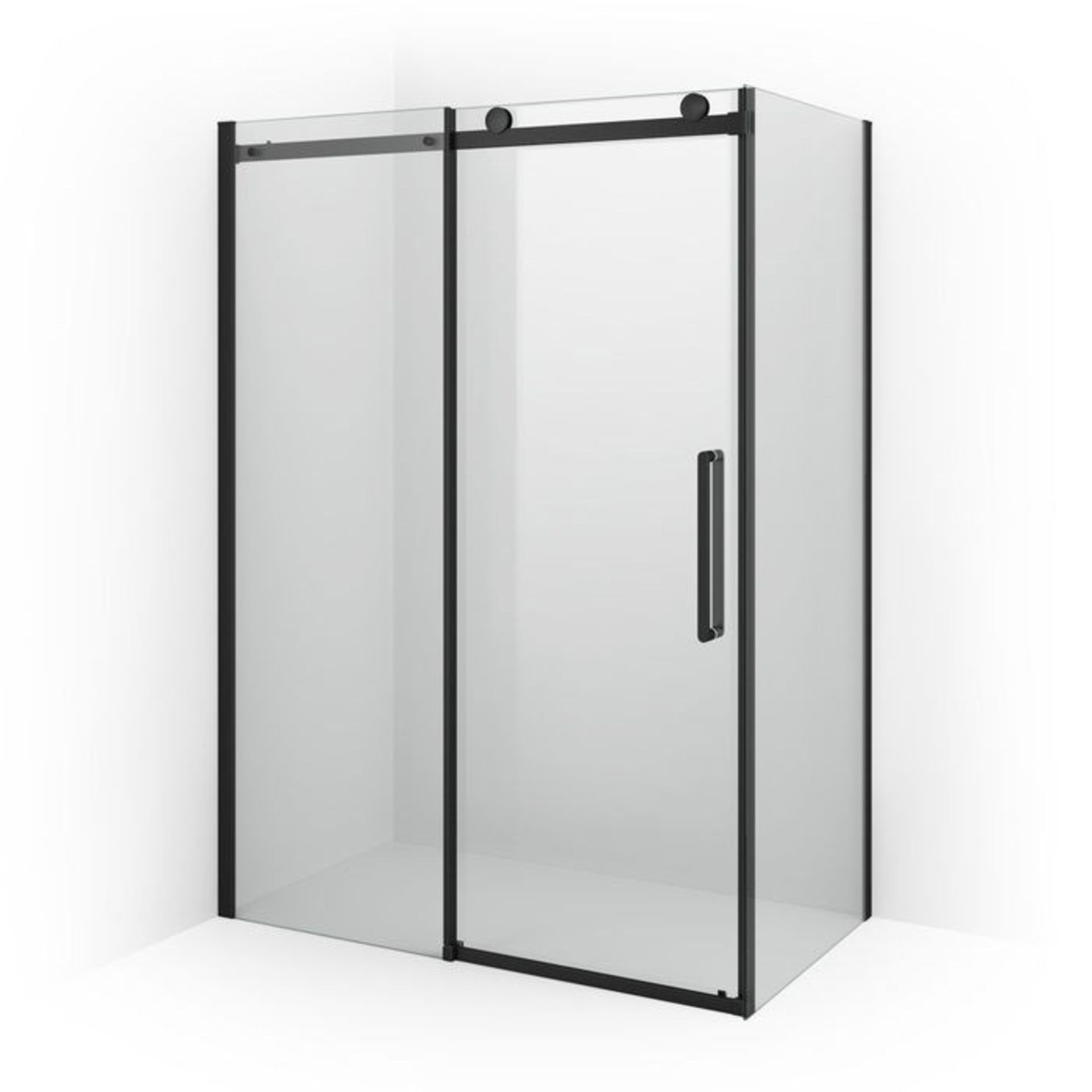(CP14) 1400x800mm - 8mm - Designer Black Frameless EasyClean Sliding Door Shower Enclosure. RR... - Image 5 of 5