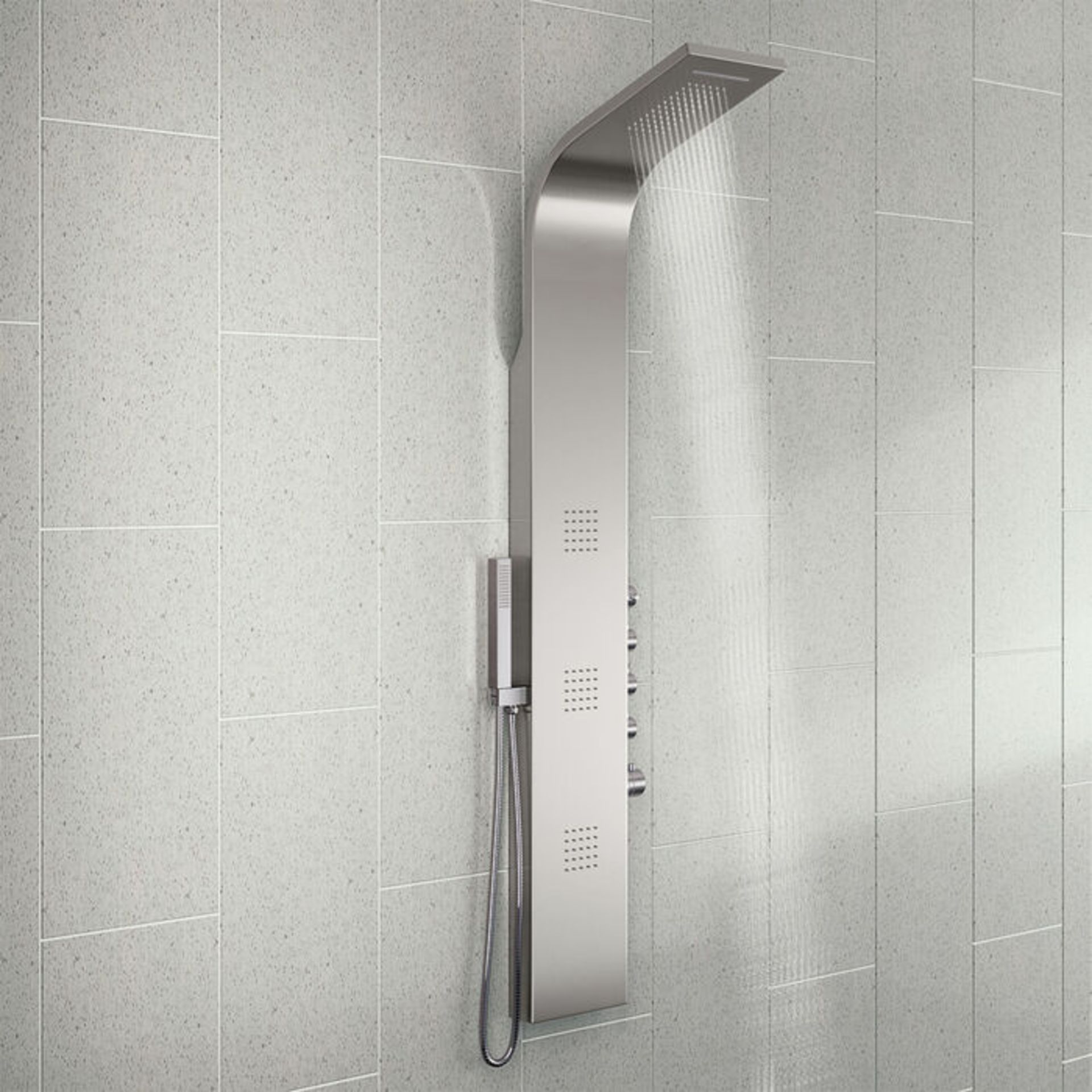 (DD7) Brushed Steel Shower Tower With Luxury body jets. RRP £699.99. Built-in jets provide a r...