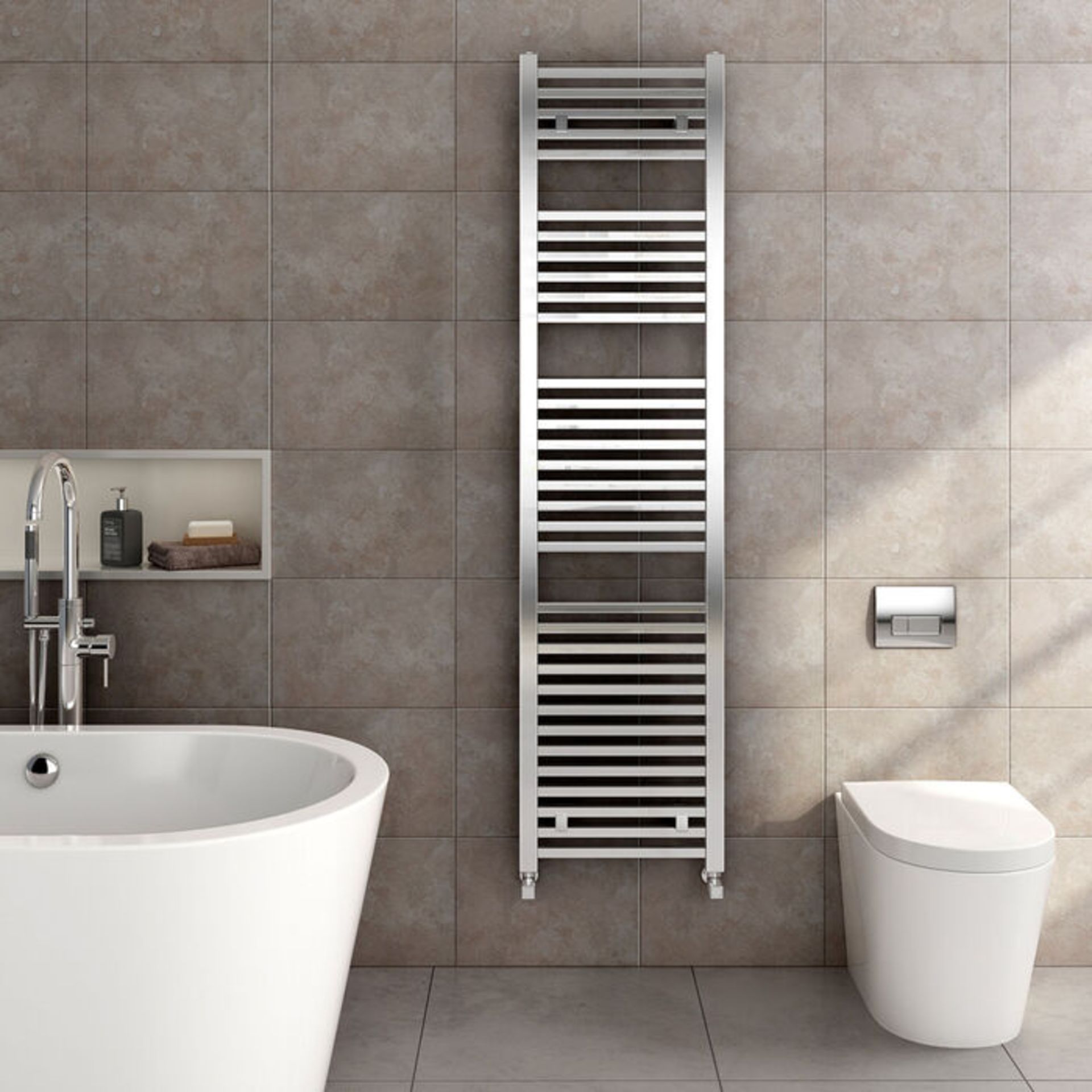 (DD42) 1600x600mm Chrome Square Rail Ladder Towel Radiator. RRP £307.99. Our Virginia Chrome S... - Image 3 of 4