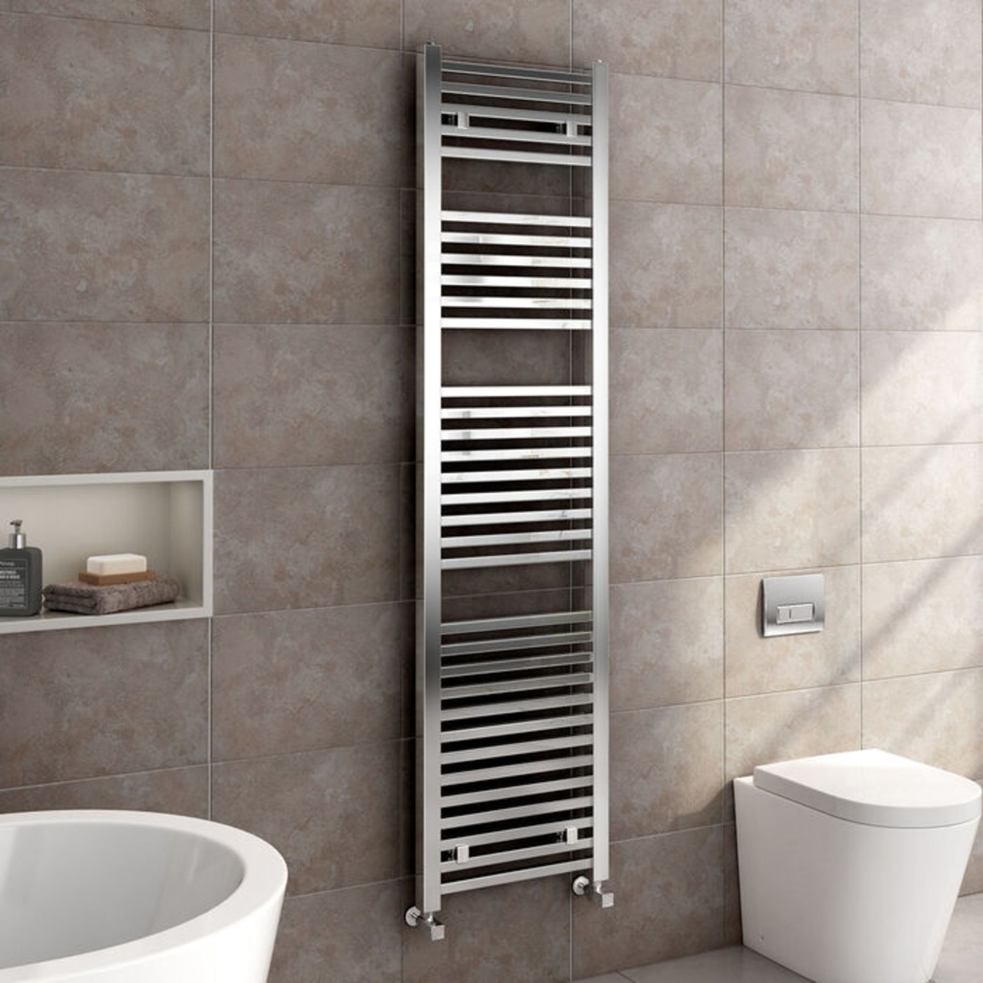 (DD42) 1600x600mm Chrome Square Rail Ladder Towel Radiator. RRP £307.99. Our Virginia Chrome S... - Image 2 of 4