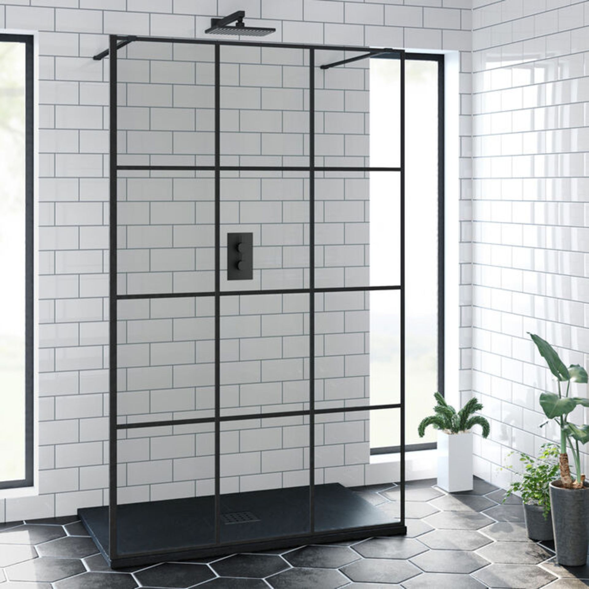 (DD10) 1200mm Shoji Crittall Black Walk In Shower Screen. RRP £499.99. Invest in the exclusive... - Image 2 of 4