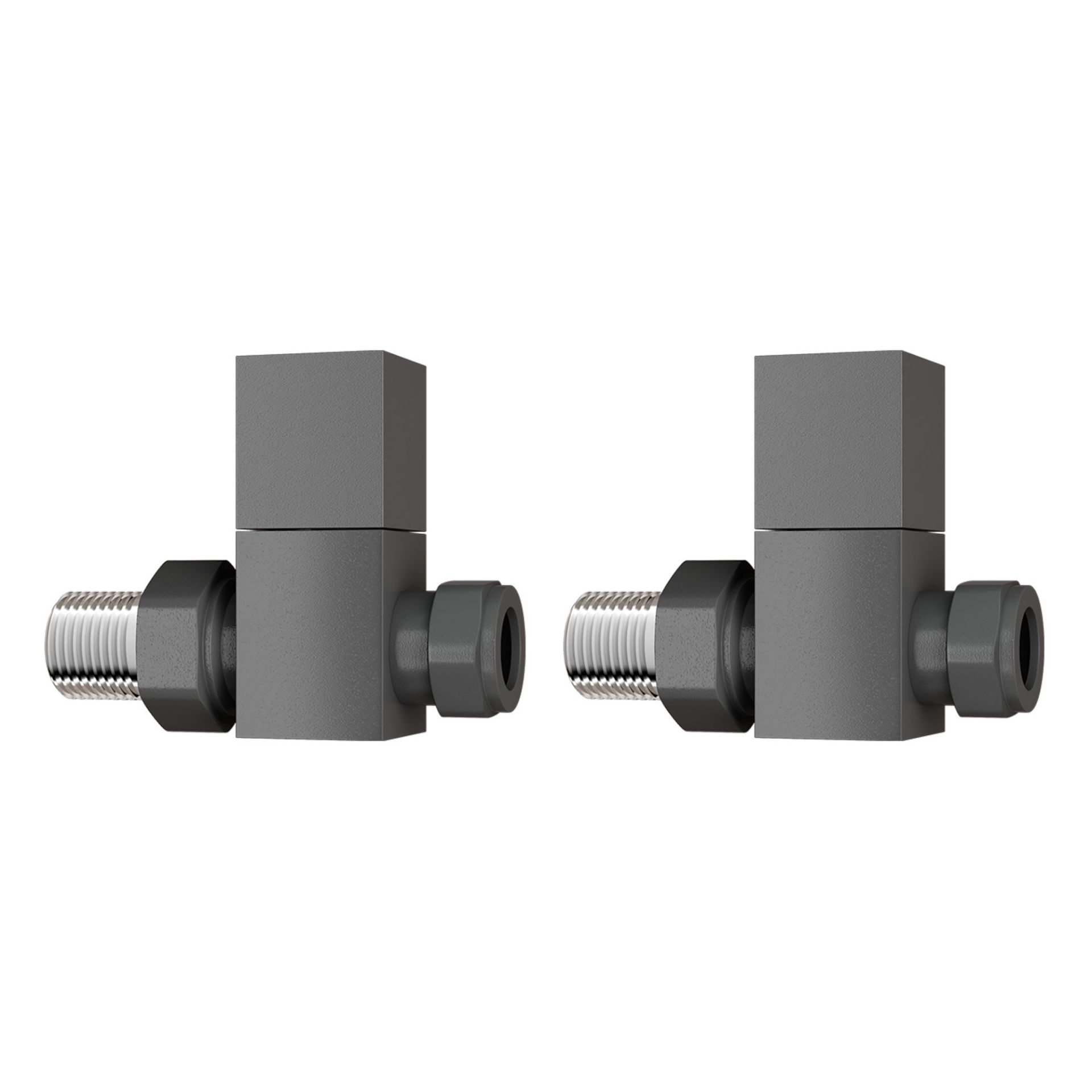 (E1021) 15mm Standard Connection Square Straight Anthracite Radiator Valves Made of solid bras... - Image 2 of 2