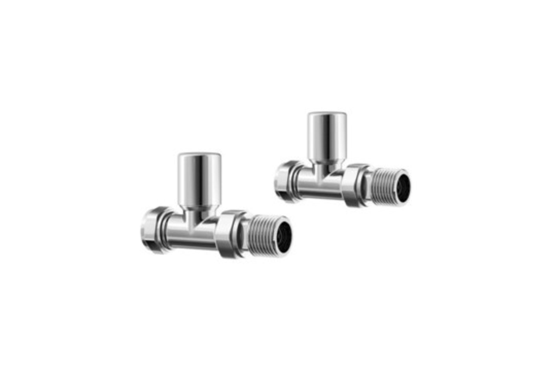 (LX22) Standard 15mm Connection Straight Chrome Radiator Valves Chrome Plated Solid Brass Straight - Image 2 of 2
