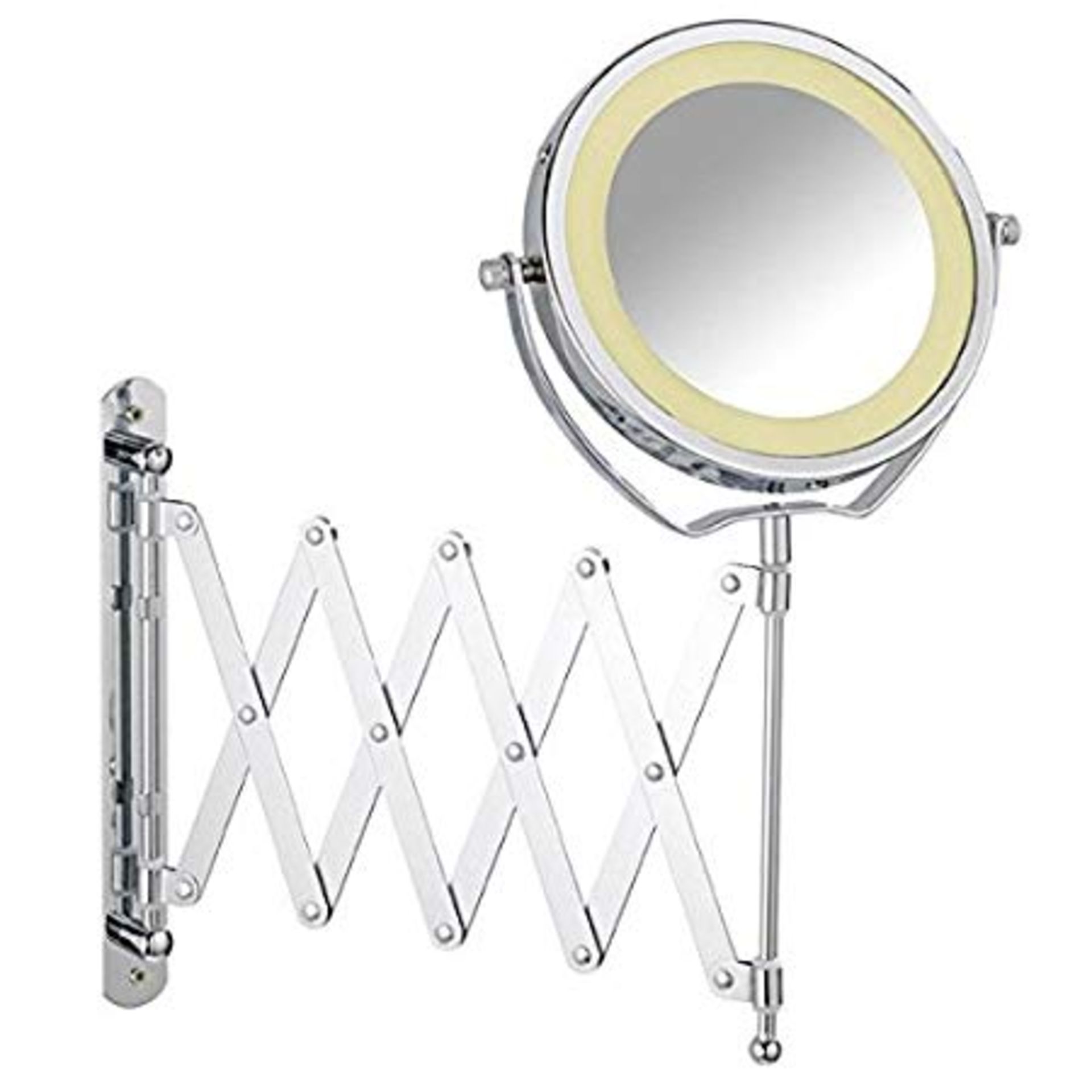 (Z1024) Wenko Brolo LED Telescopic Wall Mirror 3x magnification Chrome A stylish chrome wall m...