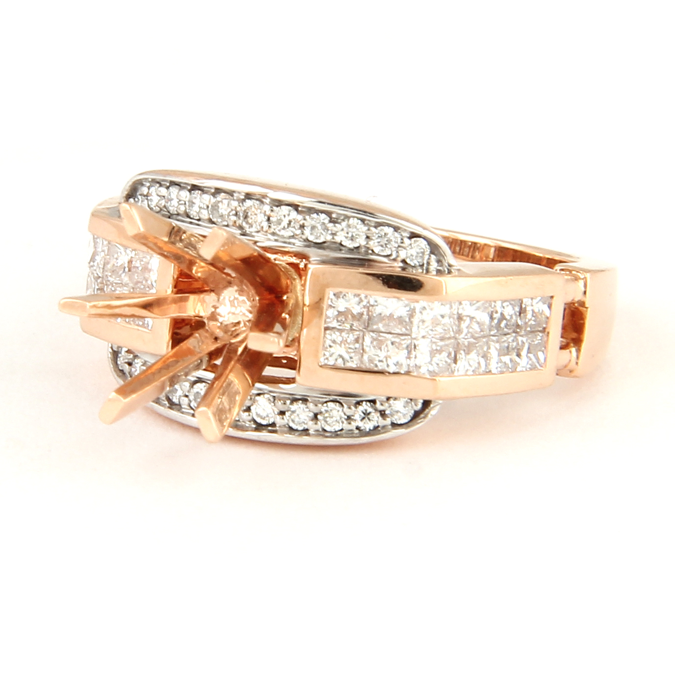 14 K Rose Gold Diamond Ring - Center stone unmounted - Image 4 of 7