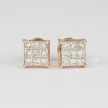 14 K / 585 Rose Gold Diamond Earring Studs