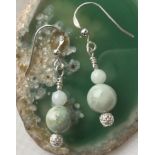 Jadeite double gem 925 silver earrings