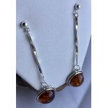 Baltic Cognac Amber Drop 925 Silver stamped Earrings from Gdańsk