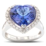 Heart shape 6.55 carat Tanzanite and Diamond ring