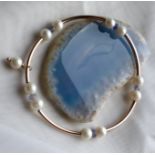 Tanzanite white freshwater cultured pearls rose gold stretchy bracelet