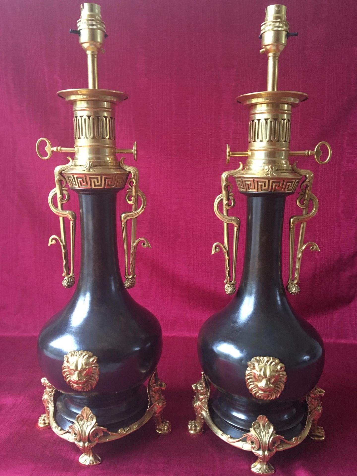 Pair of Bronze and Ormolu Moderator Lamps - Image 2 of 8