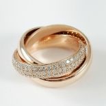 18 K / 750 Rose Gold CARTIER Style TRINITY Diamond Ring