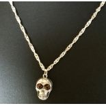 Baltic Amber 925 Silver Skull pendant with Gdańsk amber eyes 18” chain 925