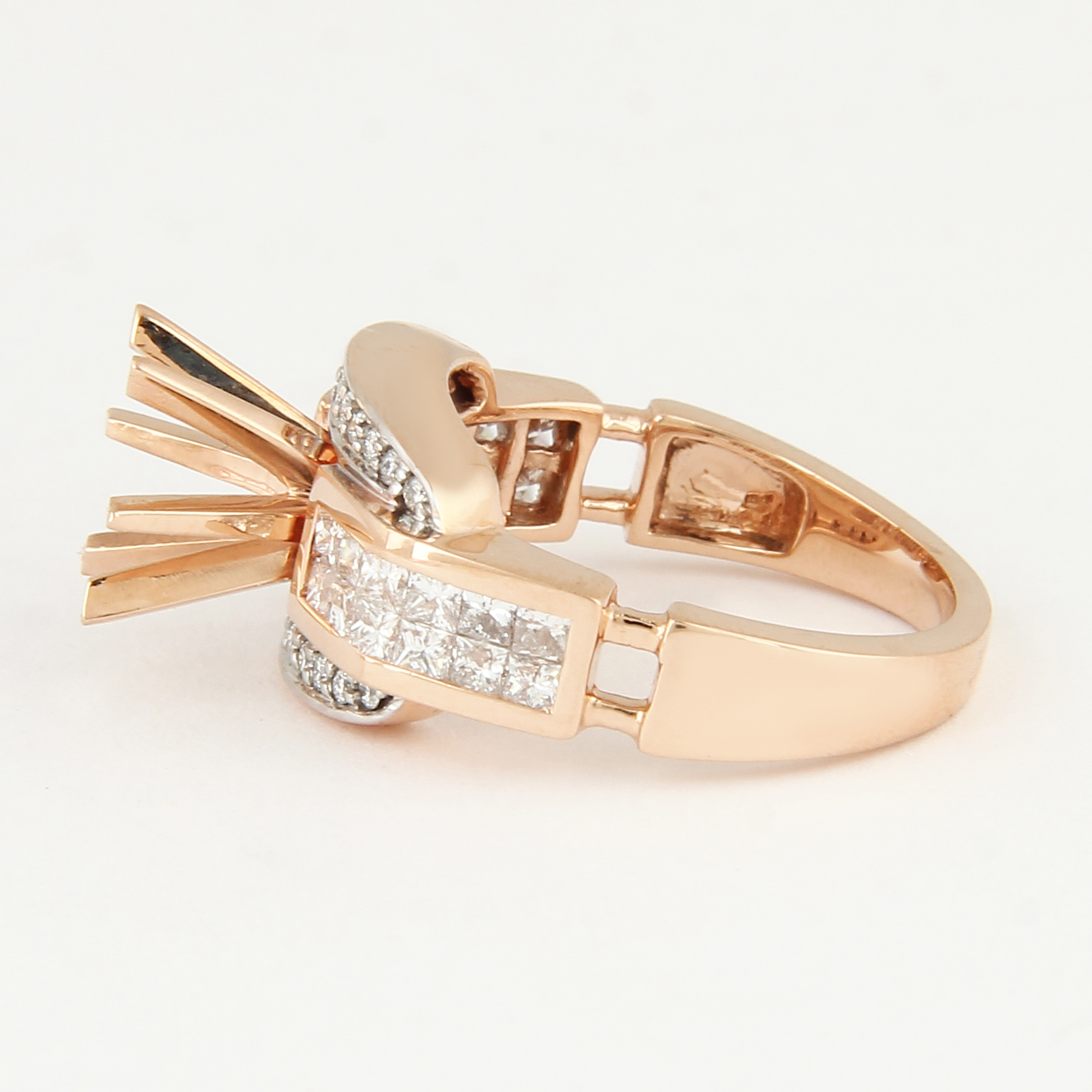 14 K Rose Gold Diamond Ring - Center stone unmounted - Image 5 of 7