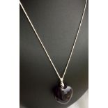 Large Amethyst Heart 80 cts on 925 Silver chain 20” with heart clasp