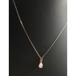 Italian Rose Gold necklace 18” with zircon pendant
