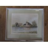 Barbara Murry 20th Century aquatint, Bre watermill pencil signature,