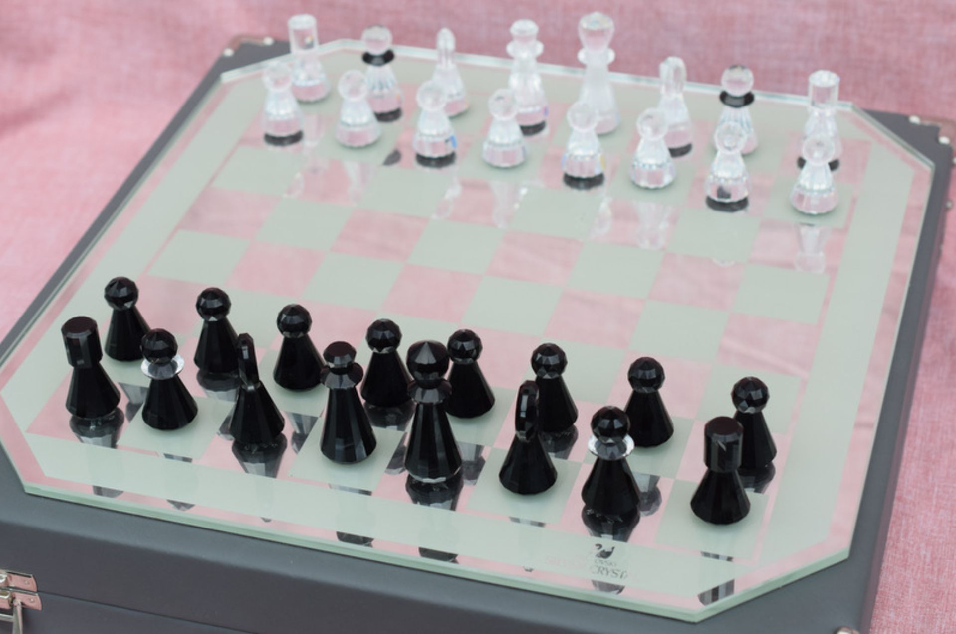 Swarovski Silver Crystal Chess Set Like New In Box