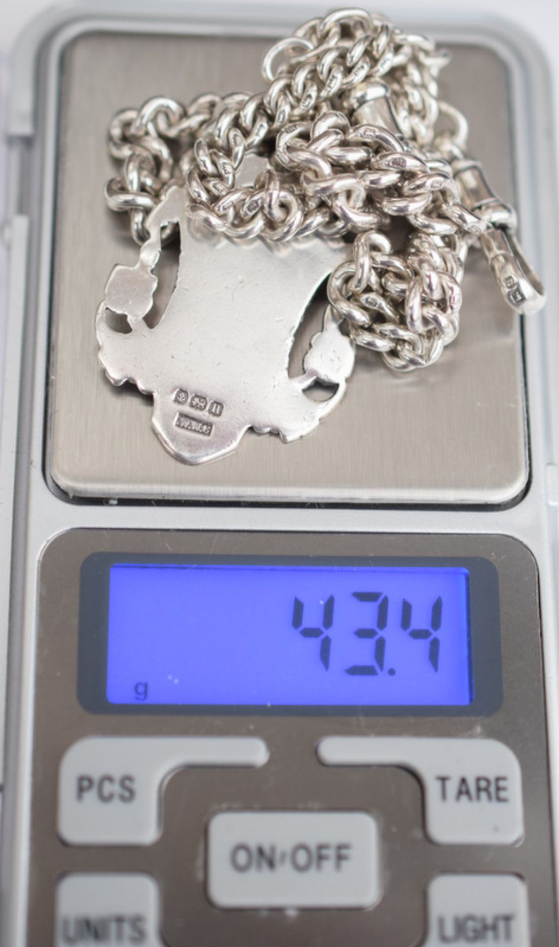 Silver Double Albert Watch Chain 43.4grms 14 inches - Image 2 of 3