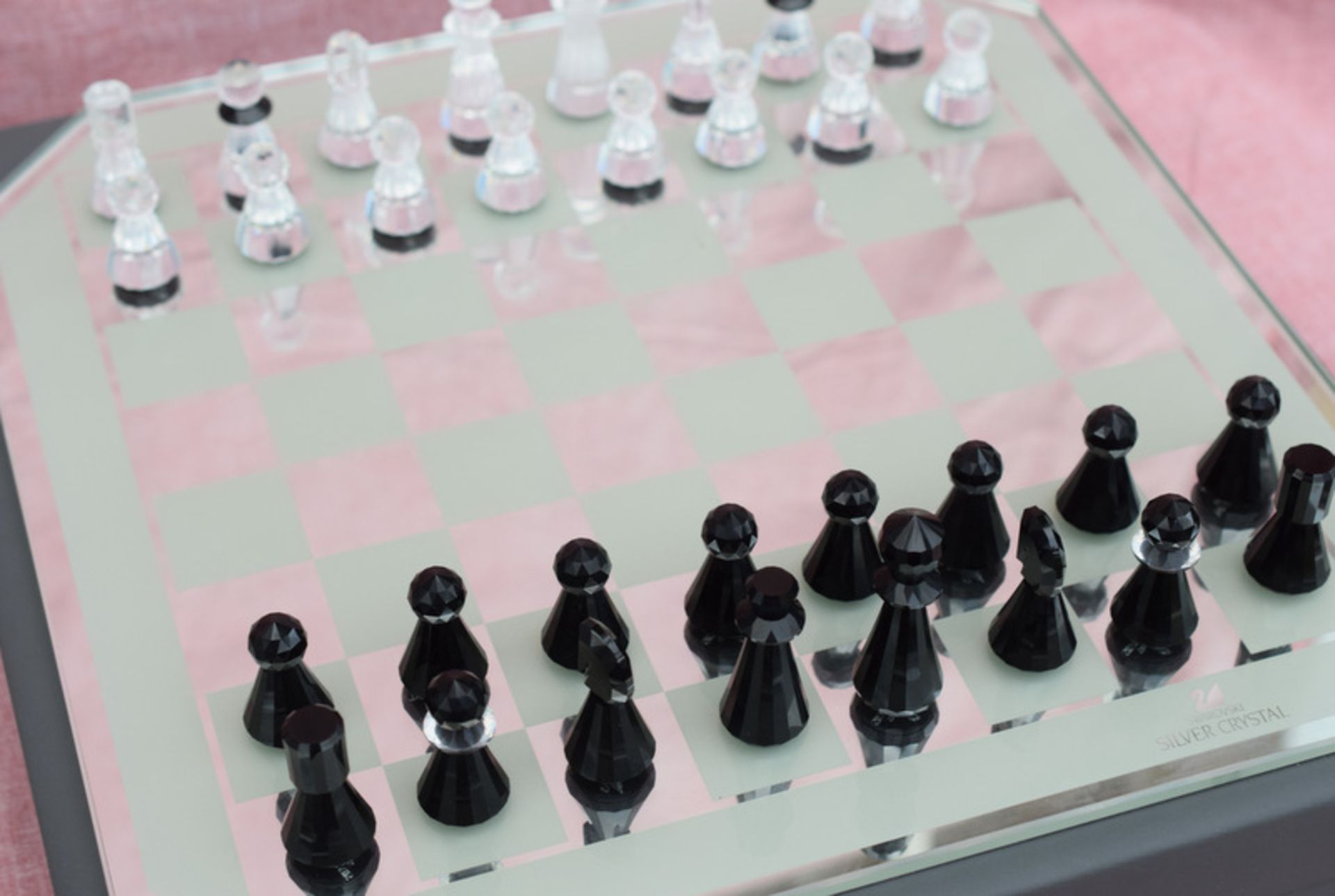 Swarovski Silver Crystal Chess Set Like New In Box - Image 8 of 10