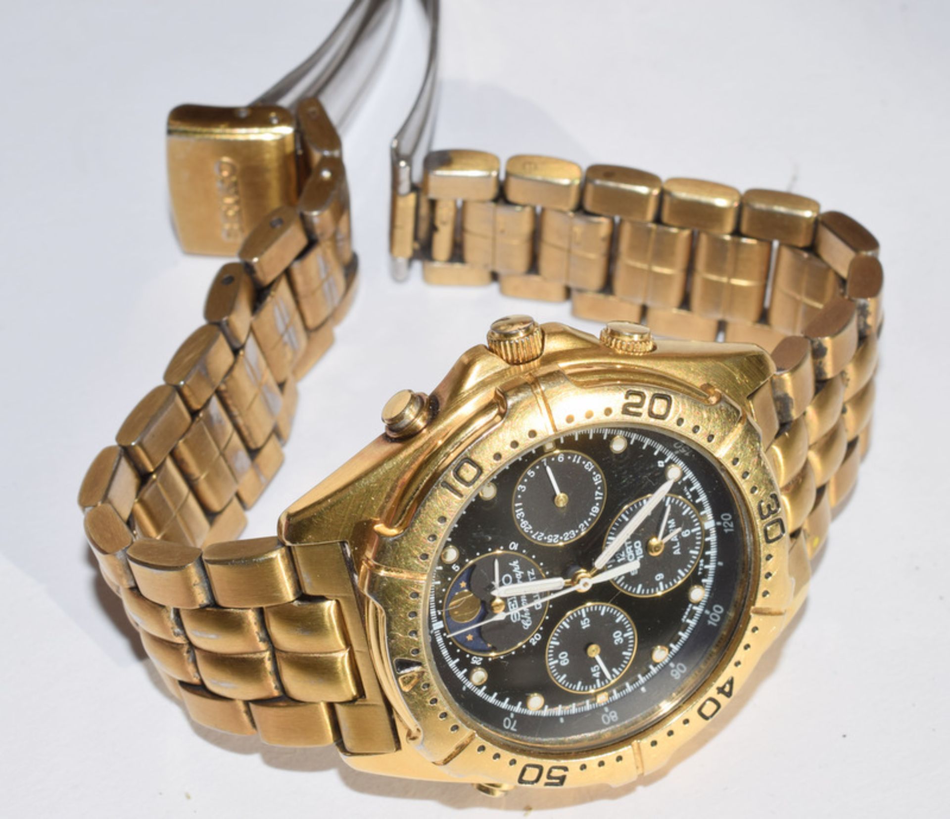 Seiko Chronograph Gold Plated Quartz 7T36-6A40 - Image 2 of 4