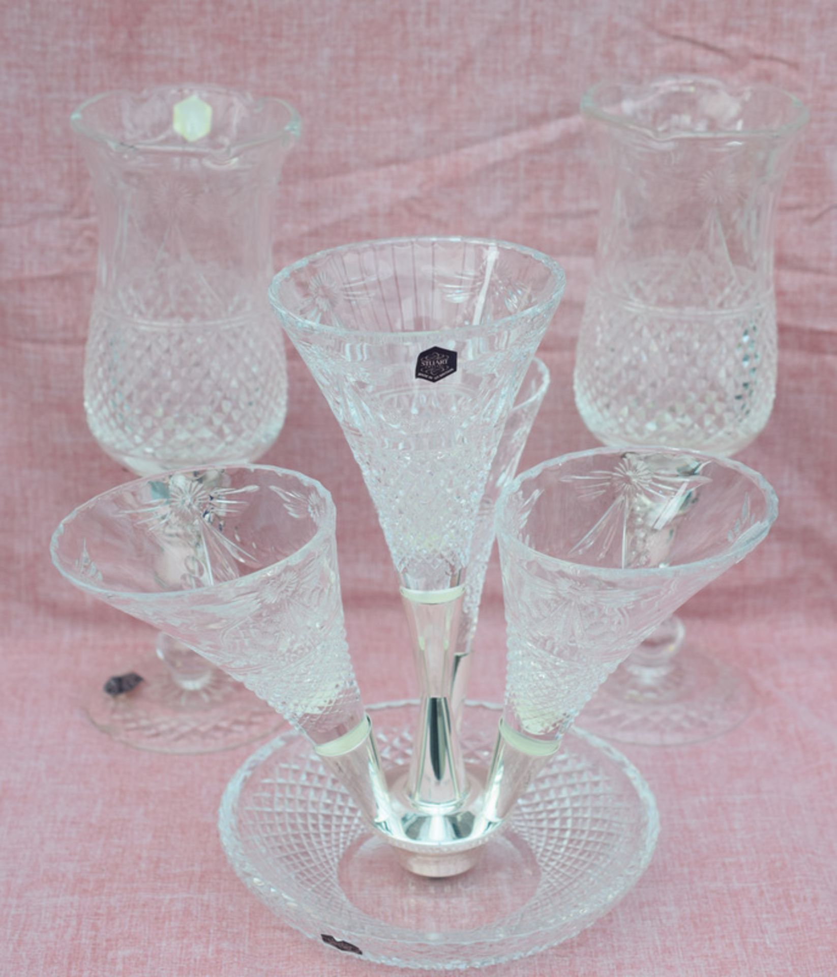 Stuart Crystal Epergne Set With Garnitures