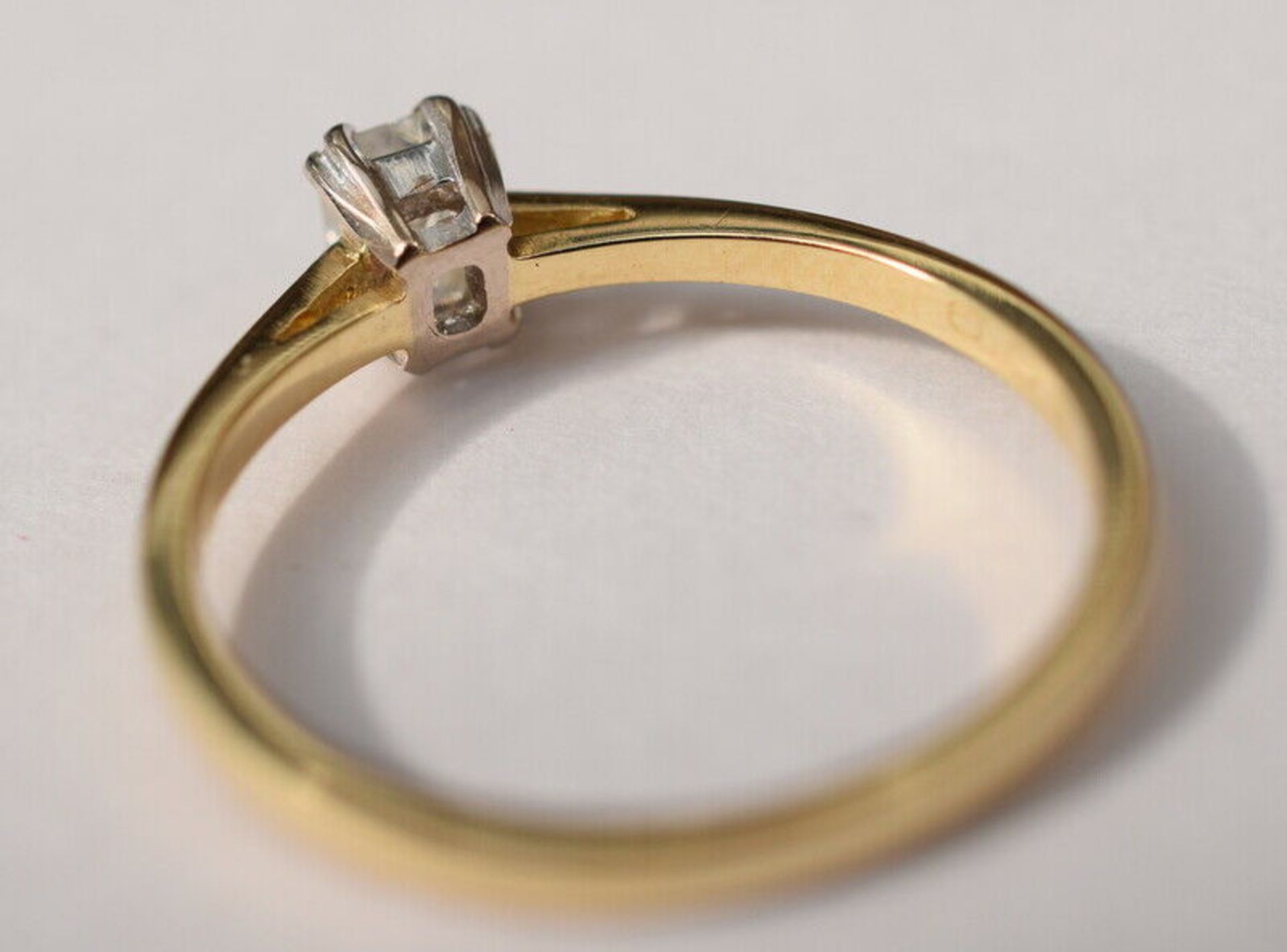 Ladies Diamond Solitaire In Emerald Cut Design 18ct Gold - Image 5 of 7