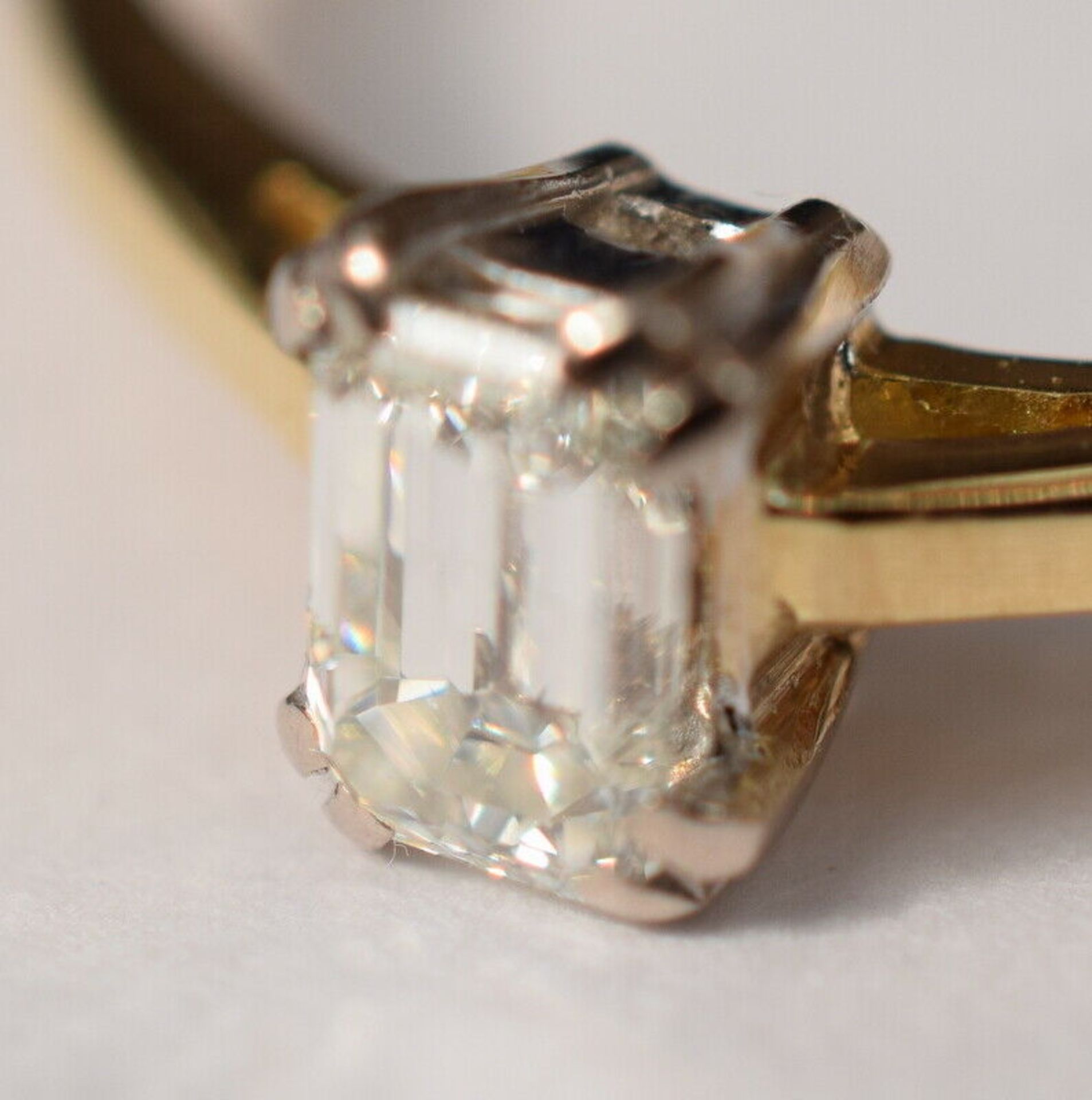 Ladies Diamond Solitaire In Emerald Cut Design 18ct Gold - Image 4 of 7