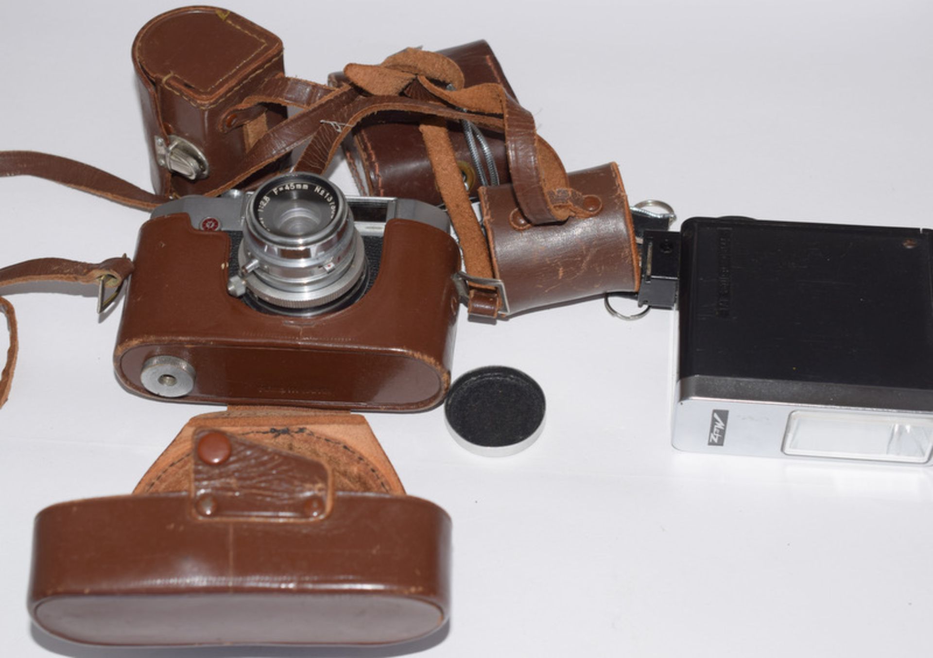 Vintage 35mm Camera With Accessories And Leather Case