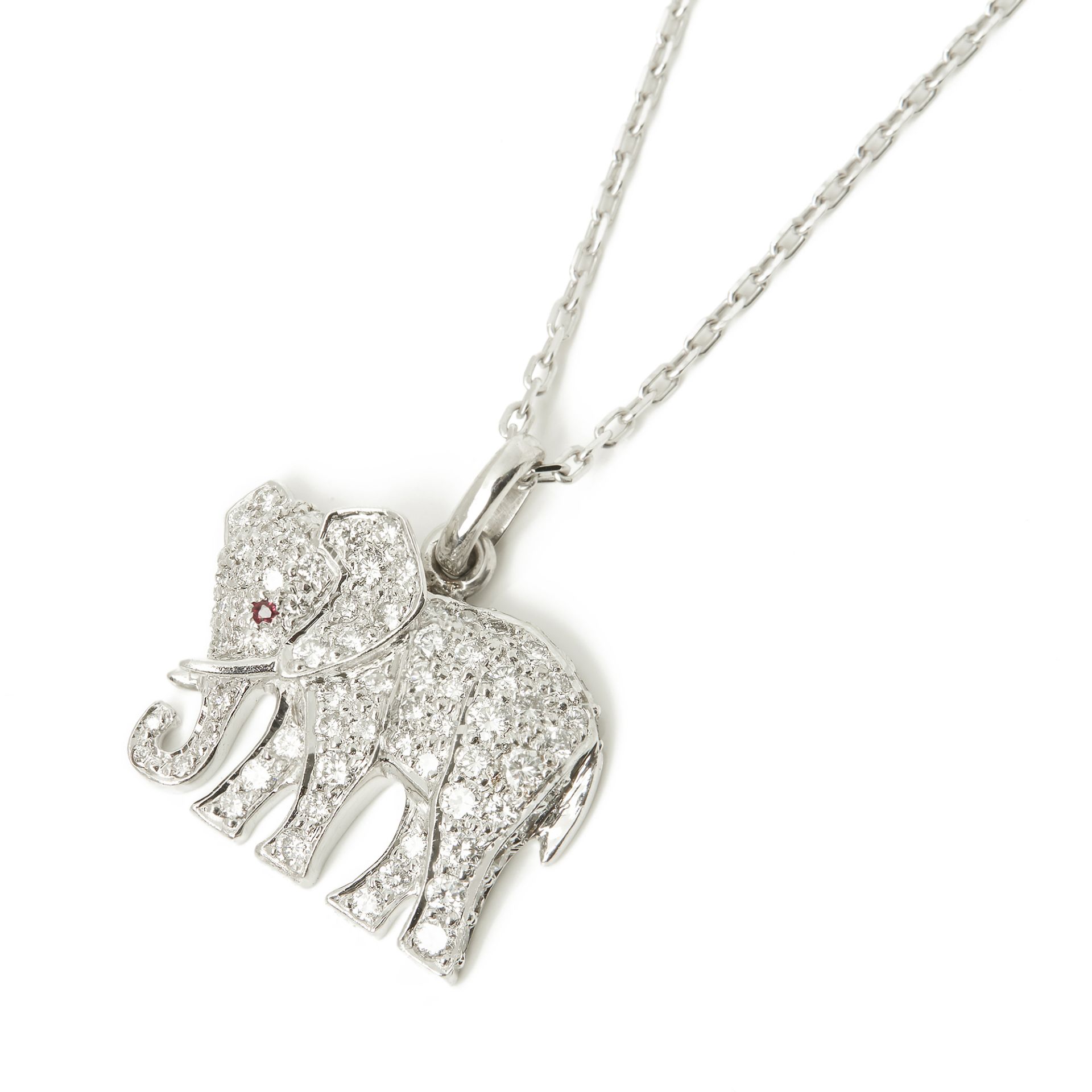 Cartier 18k White Gold Large Bespoke Elephant Pendant Necklace - Image 9 of 9