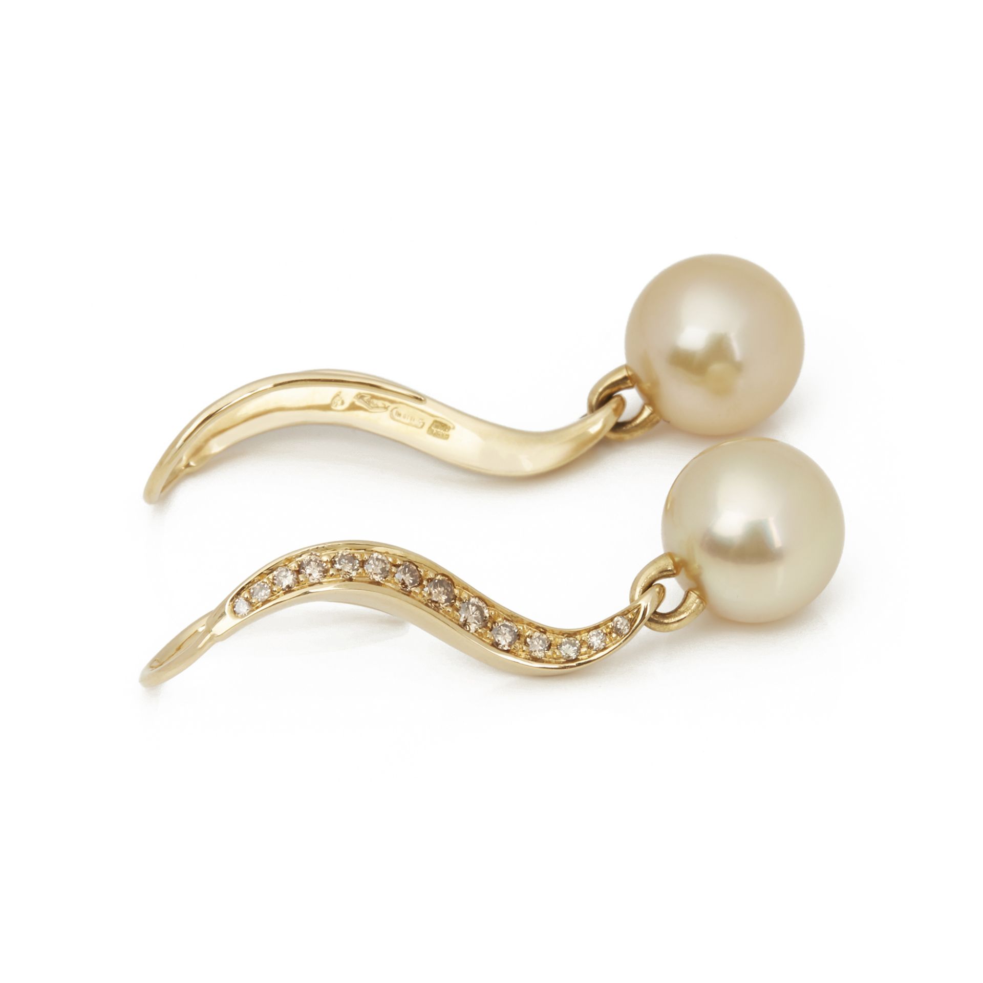 Mikimoto 18k Yellow Gold Akoya Pearl & Diamond Earrings - Image 4 of 6