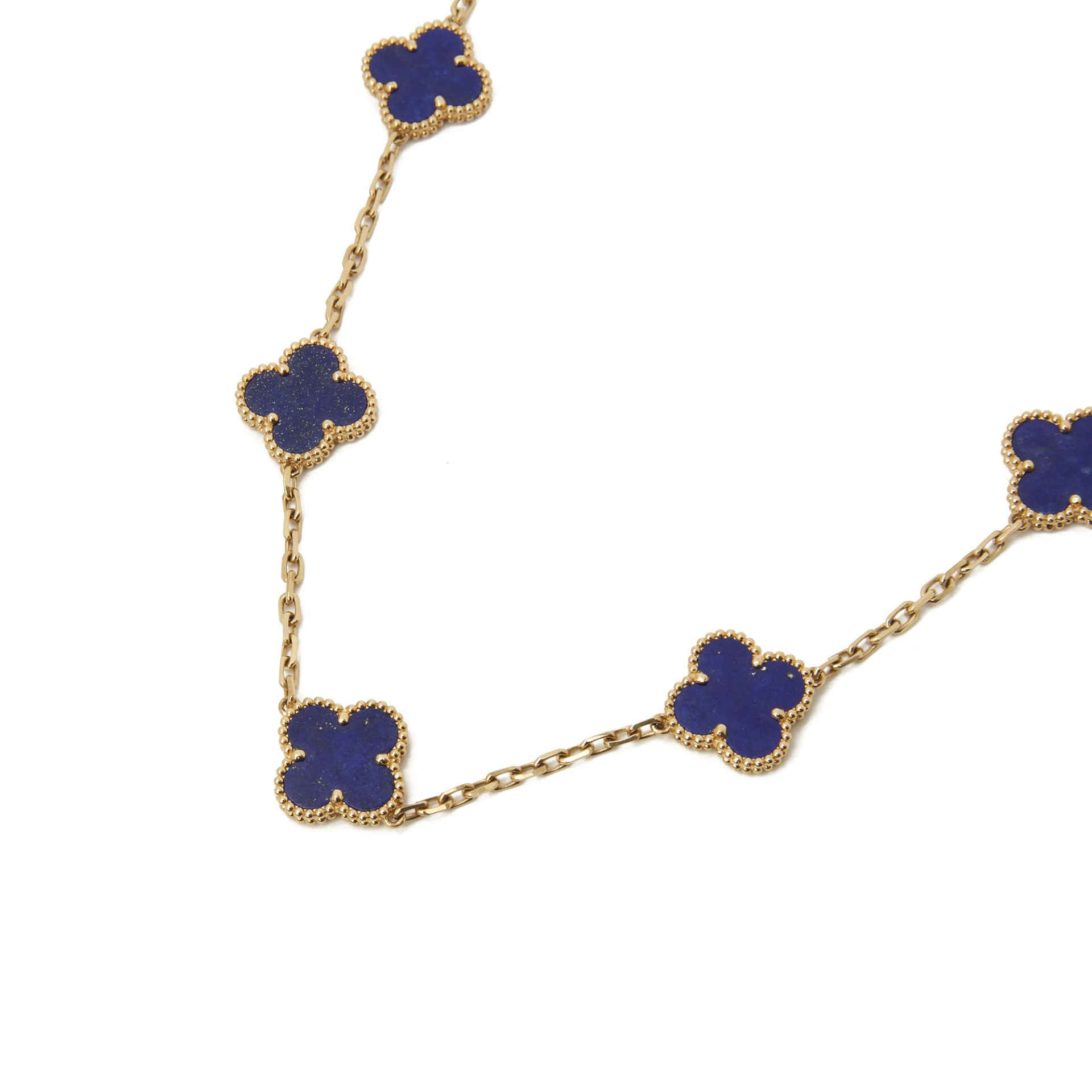 Van Cleef & Arpels 18k Yellow Gold Lapis Lazuli 20 Motif Vintage Alhambra Necklace - Image 9 of 9