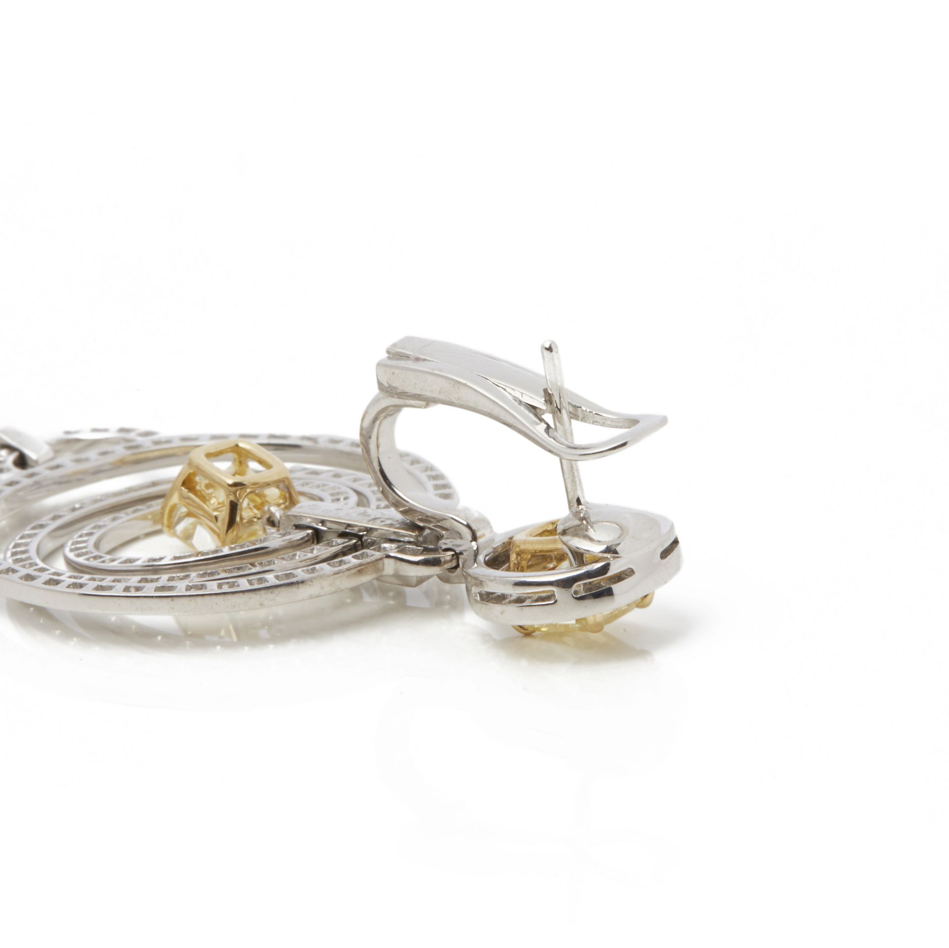 Graff Diamonds 18k White Gold Fancy Yellow & White Diamond Dress Earrings - Image 4 of 6